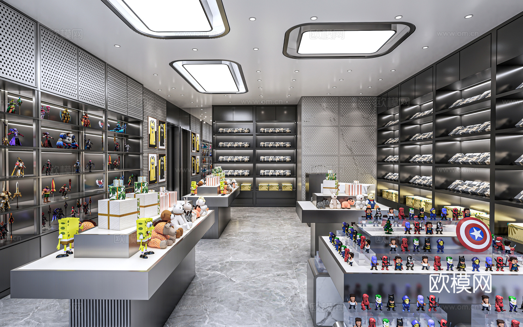 现代玩具店 潮玩店 手办 礼品店su模型