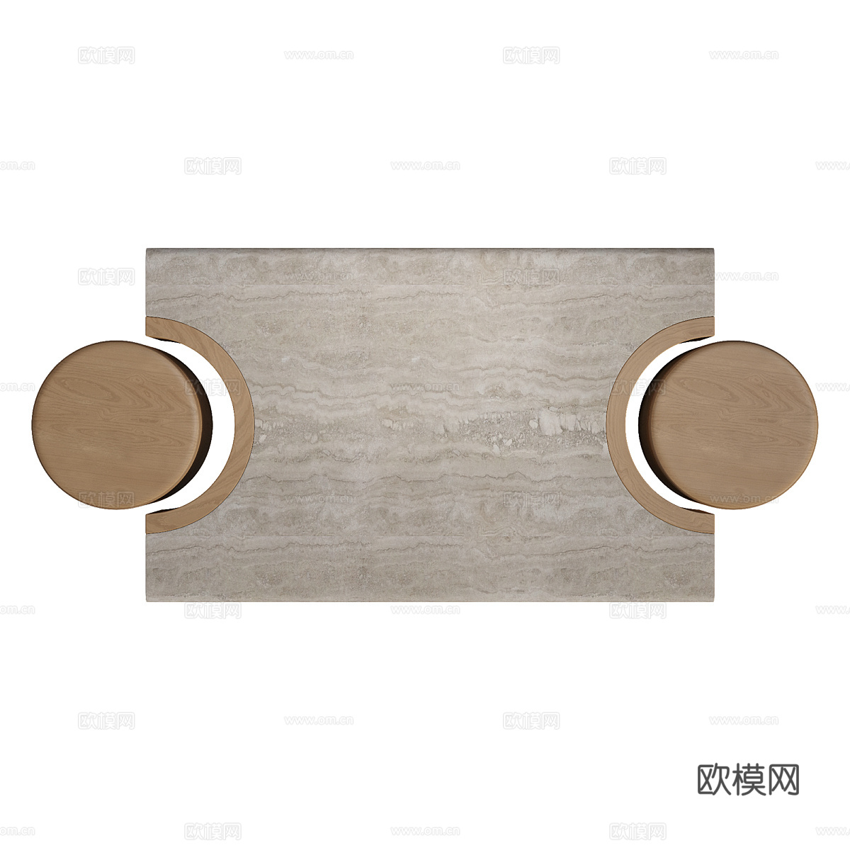 中古风大理石异形茶几3d模型