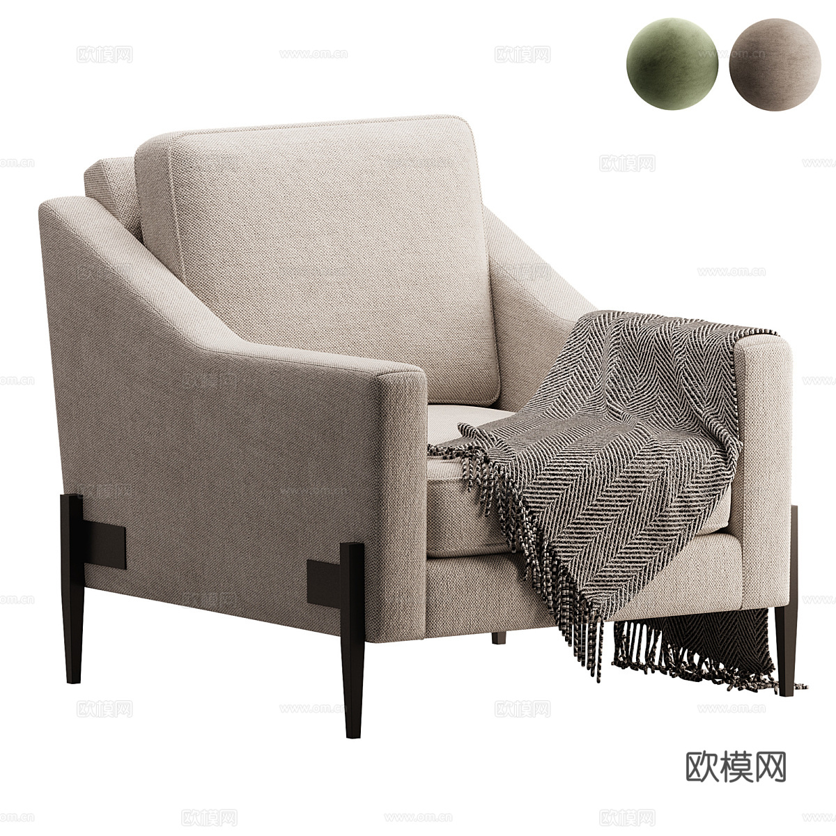 现代轻奢布艺扶手椅3d模型