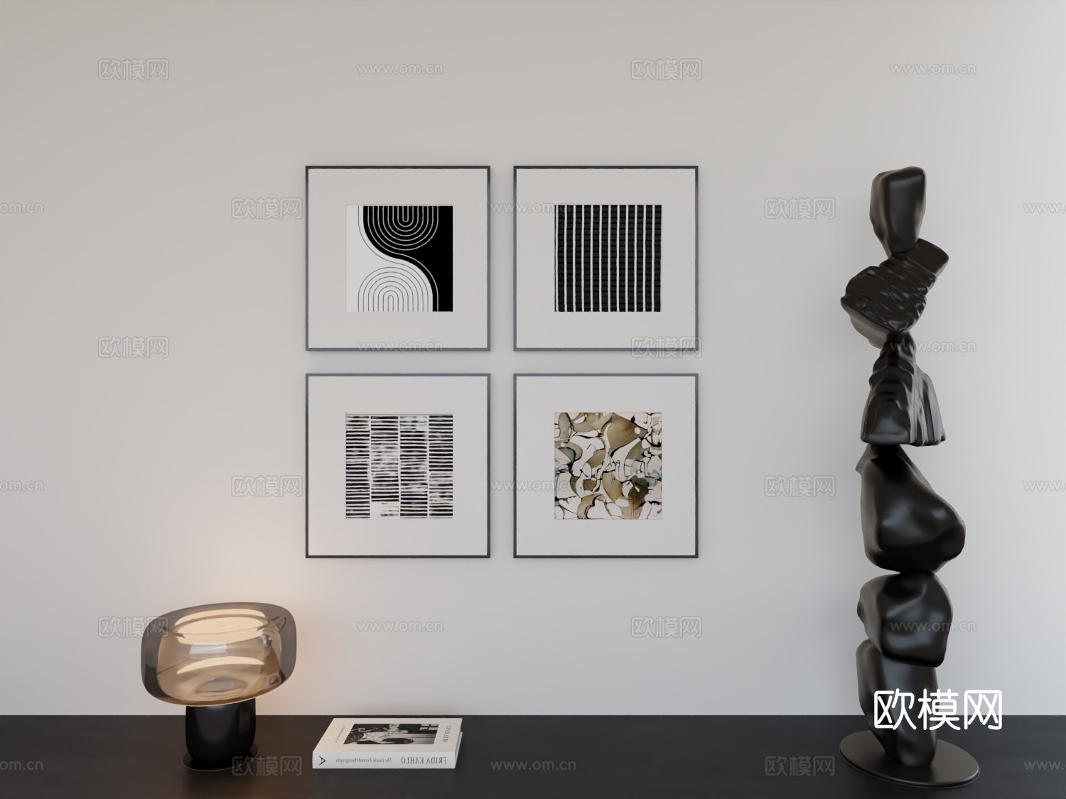 现代简约挂画极简阵列挂画3d模型
