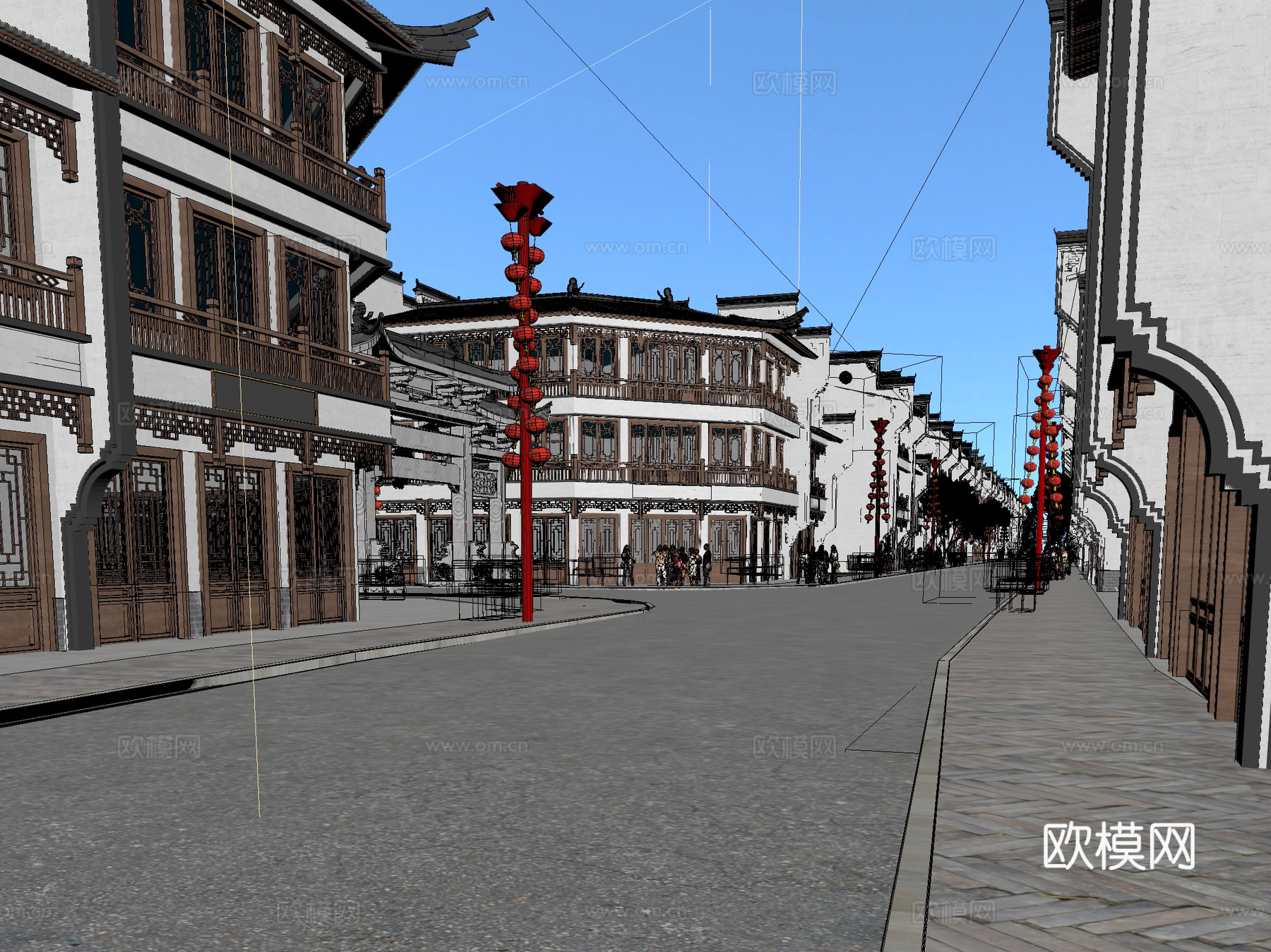古建 小镇 商业街 中式建筑3d模型