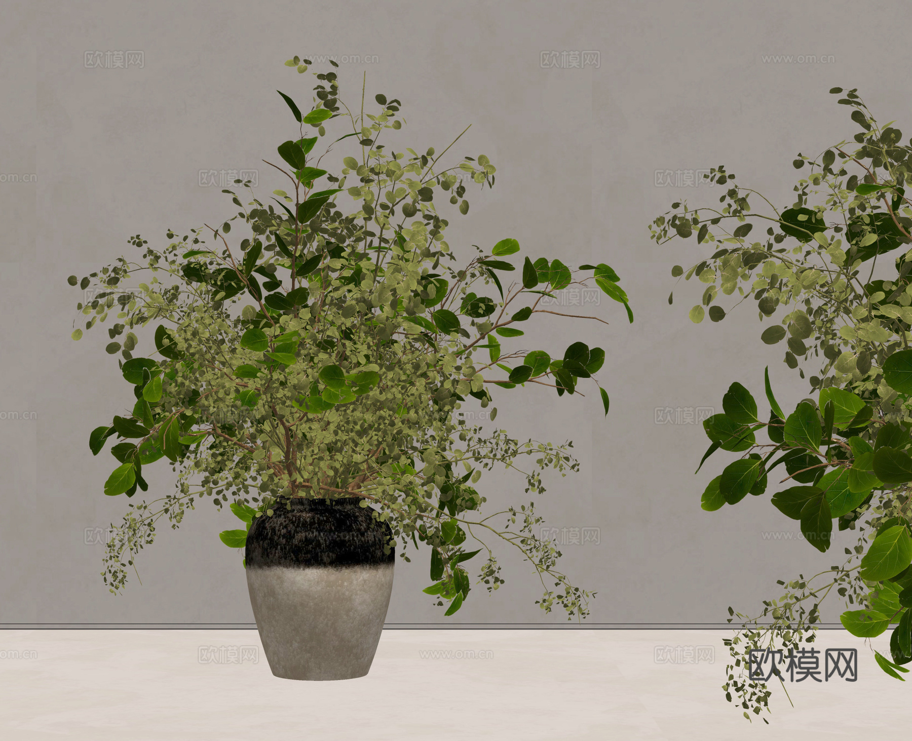 新中式陶罐花瓶摆件 绿植花瓶摆件 绿植盆栽 罐子su模型
