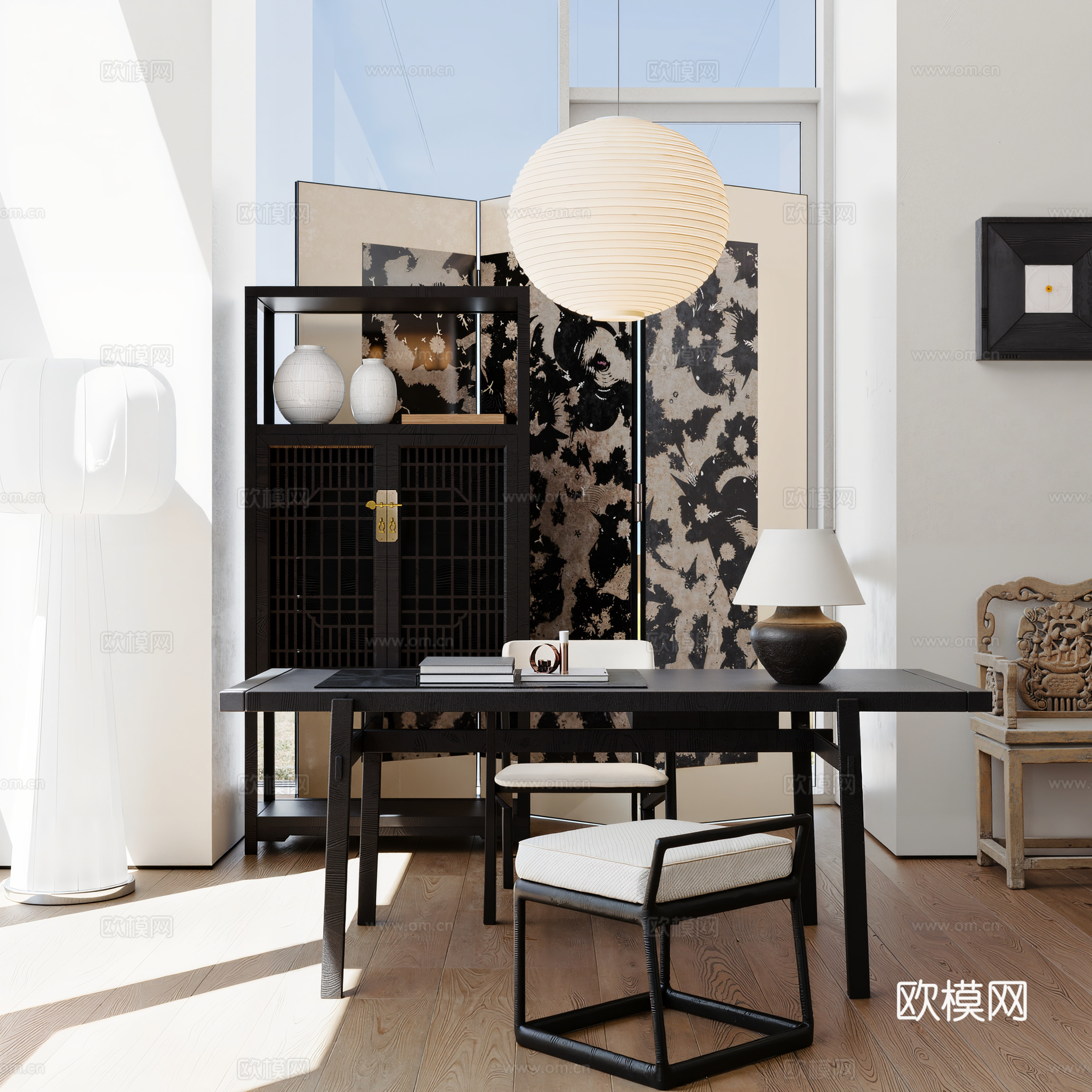 新中式书房3d模型