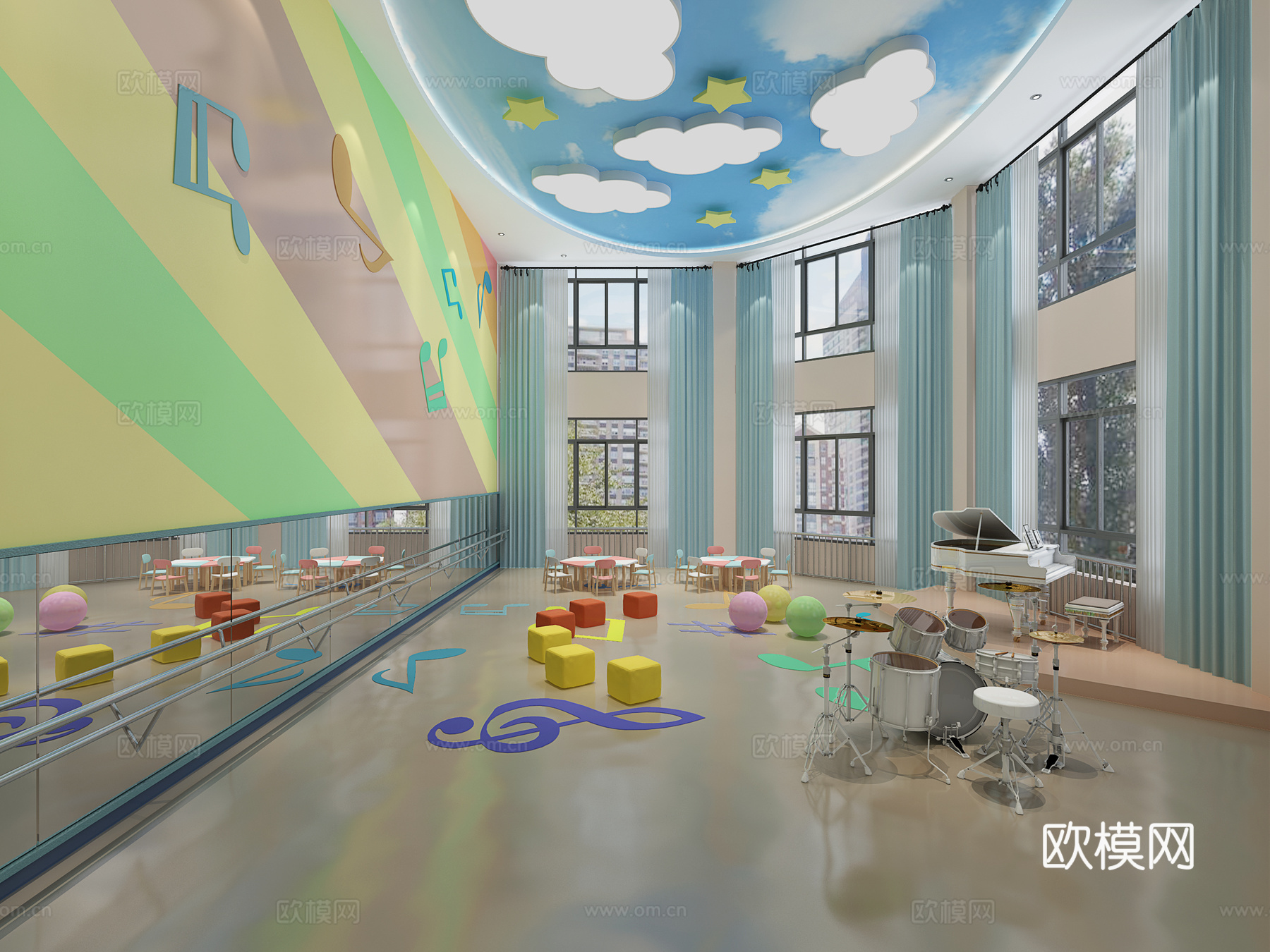 现代幼儿园阅览室 美术室 音体室3d模型