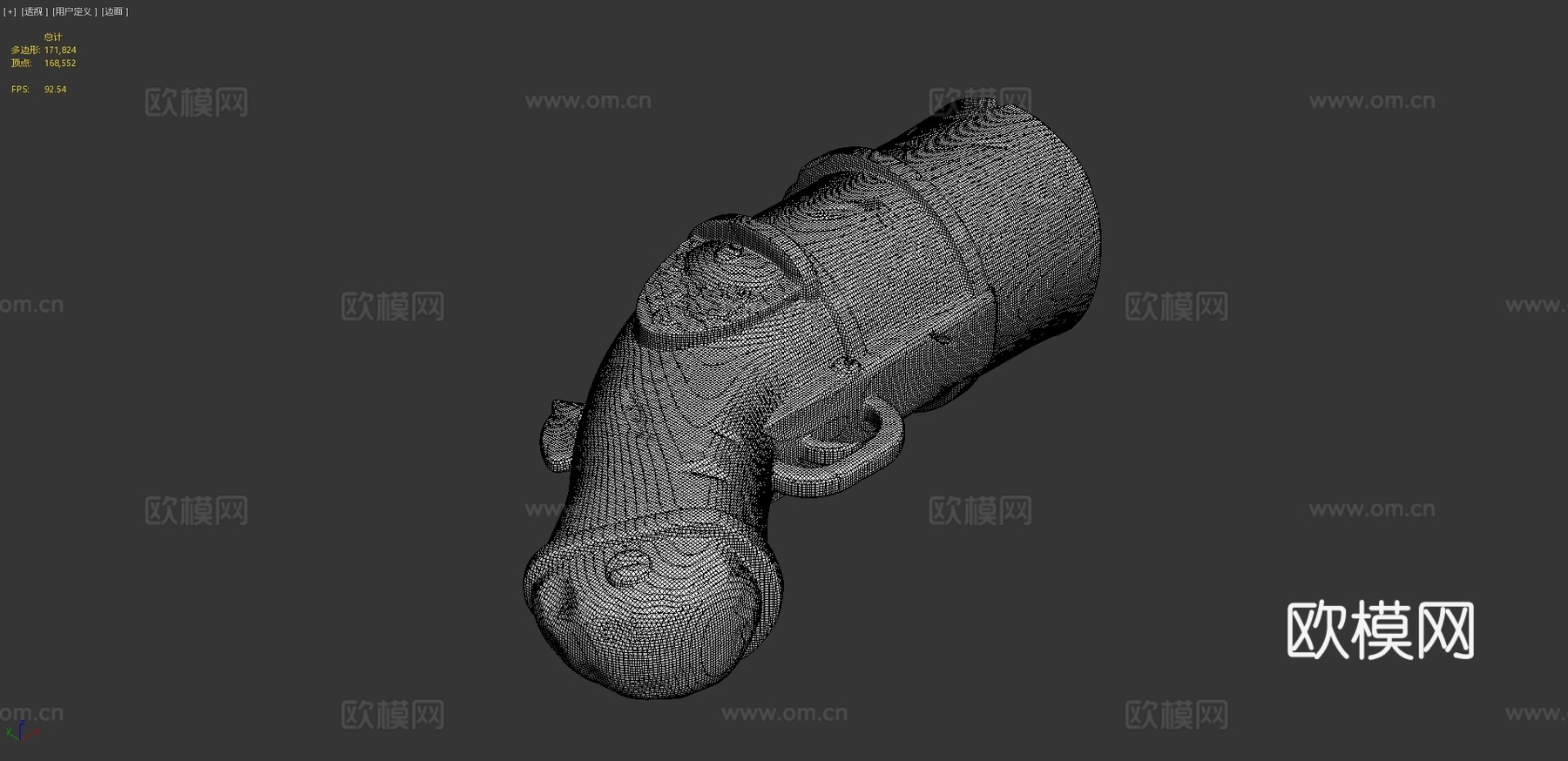 大口径短枪3d模型