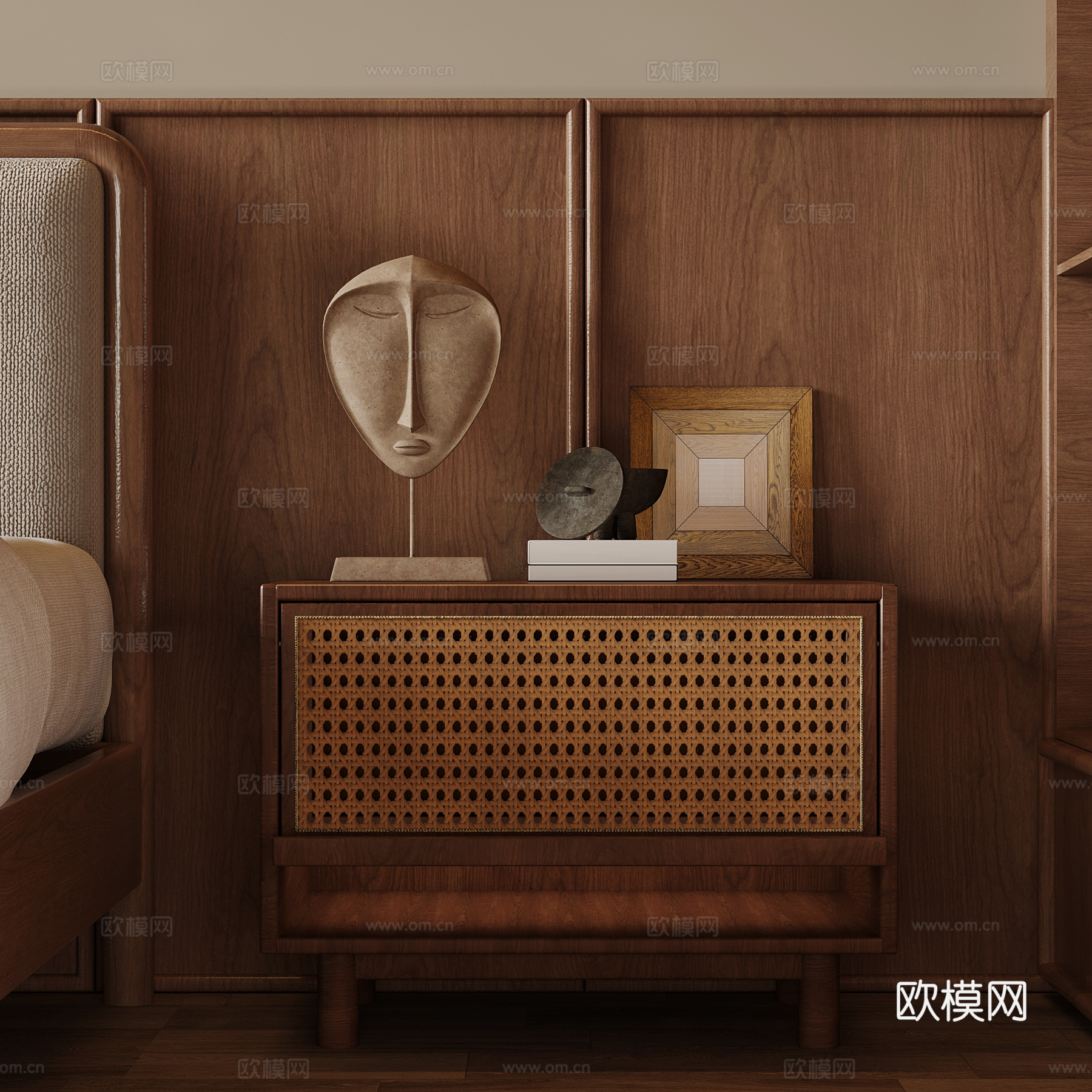 床头柜 中古风床头柜su模型