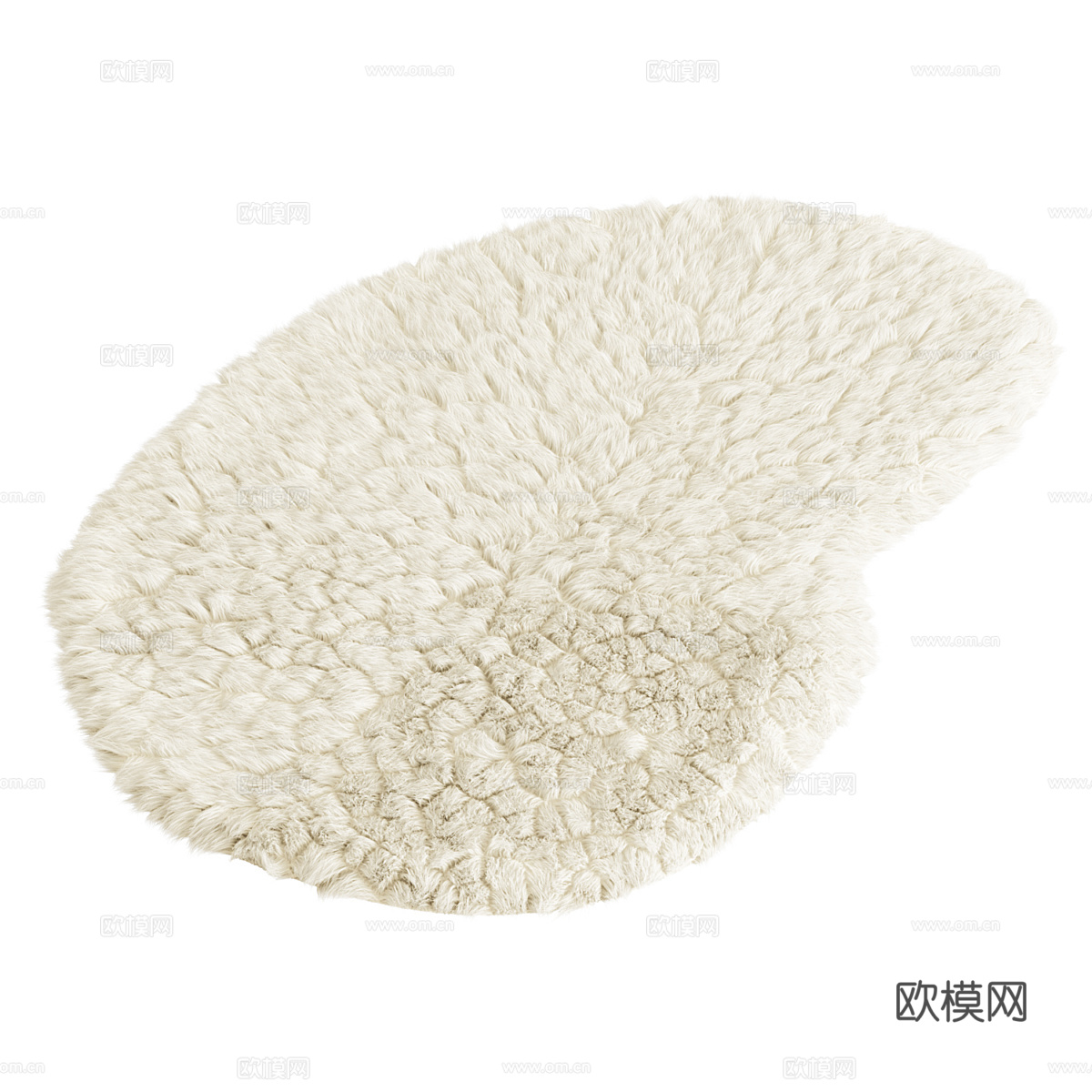 现代奶油风毛绒地毯3d模型