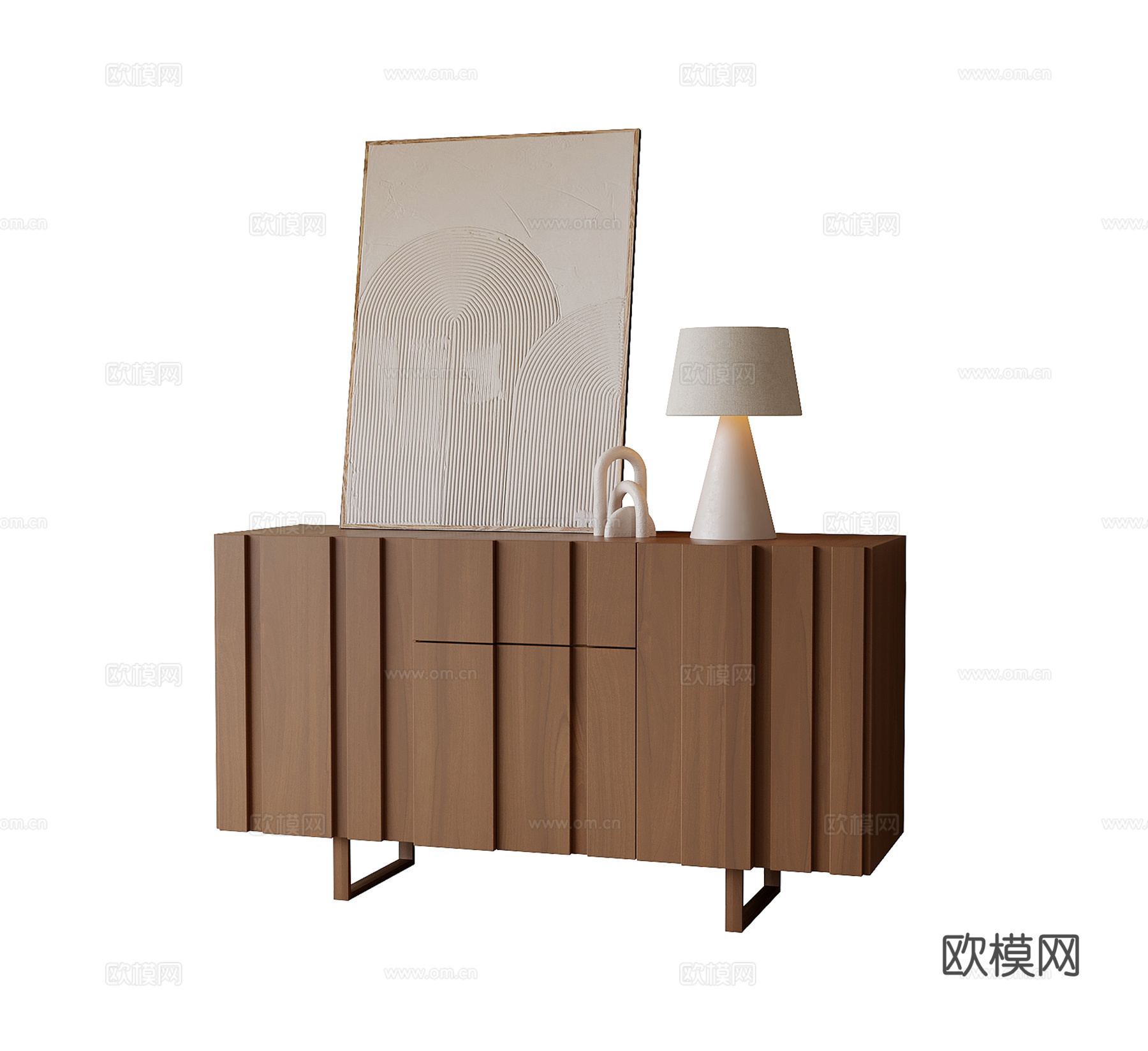 现代玄关柜 边柜 装饰柜 台灯su模型