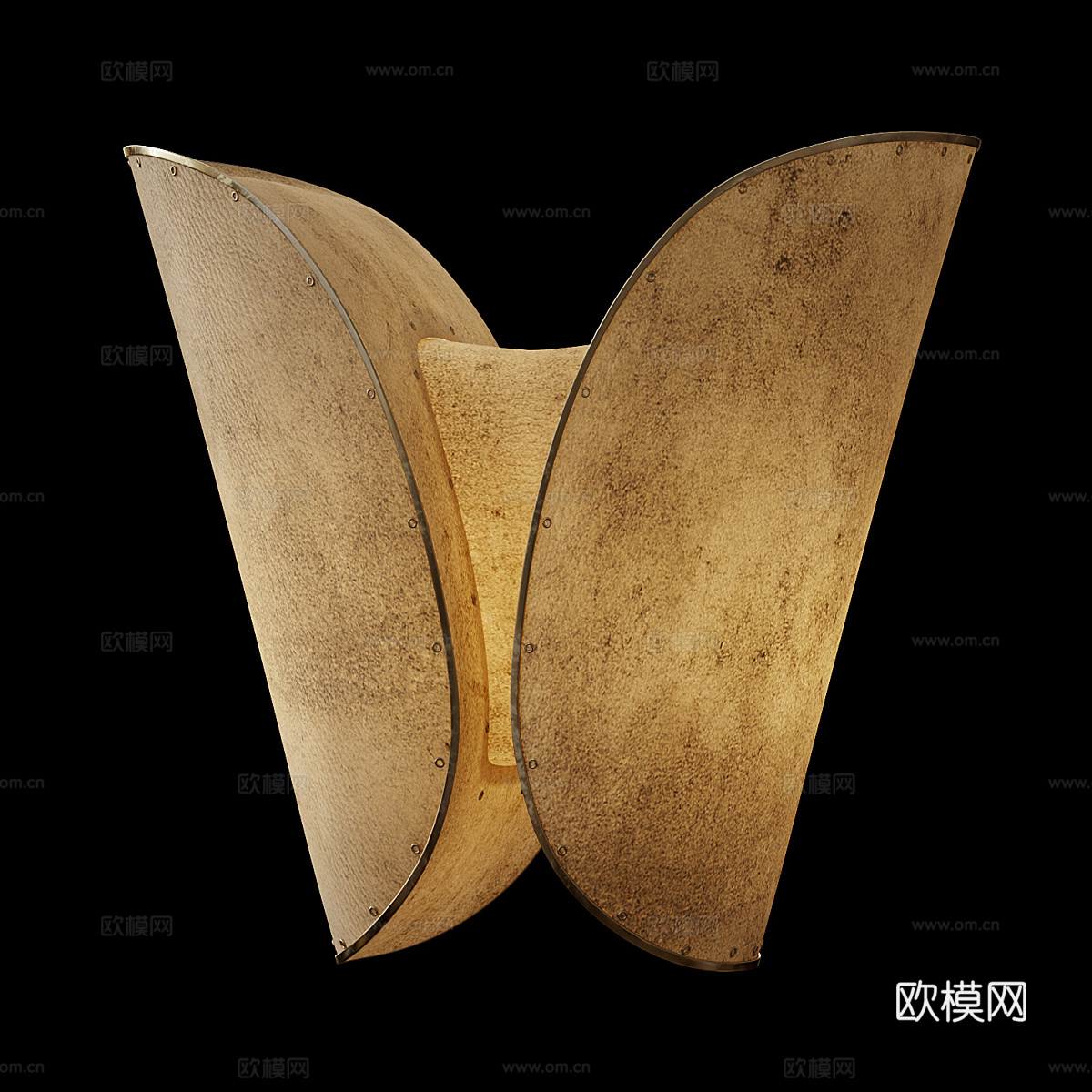 新中式轻奢皮革壁灯3d模型