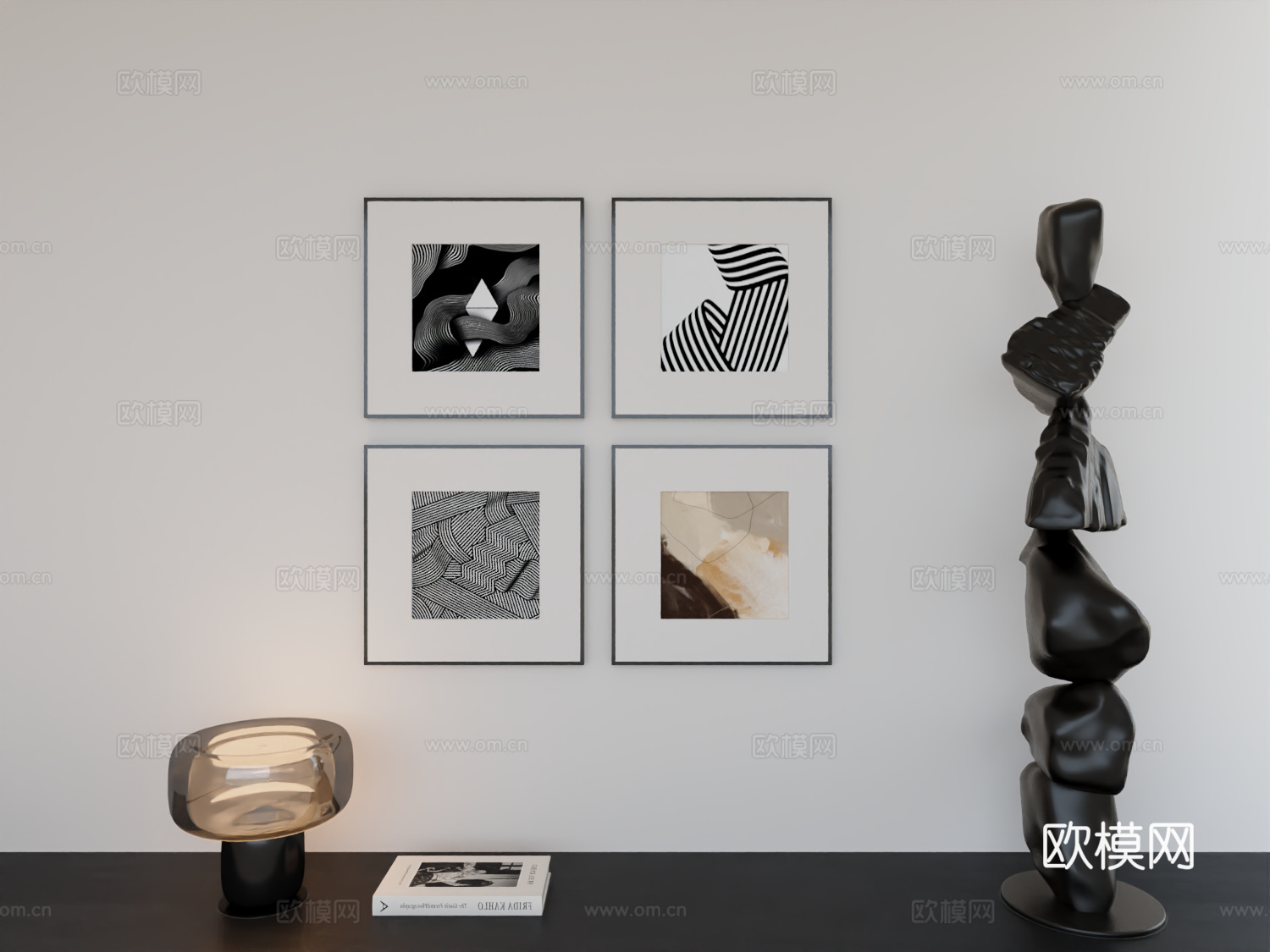 现代简约挂画极简阵列挂画3d模型