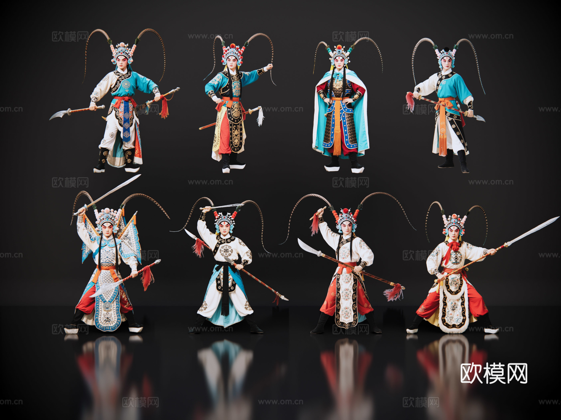 2D京剧人物 生旦净末丑 武生 戏剧角色 地方戏剧 潮剧su模型