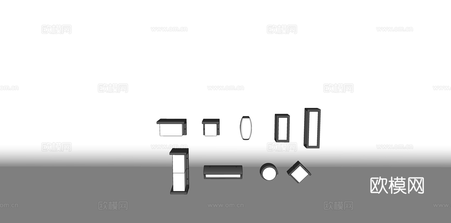 现代简约户外壁灯su模型