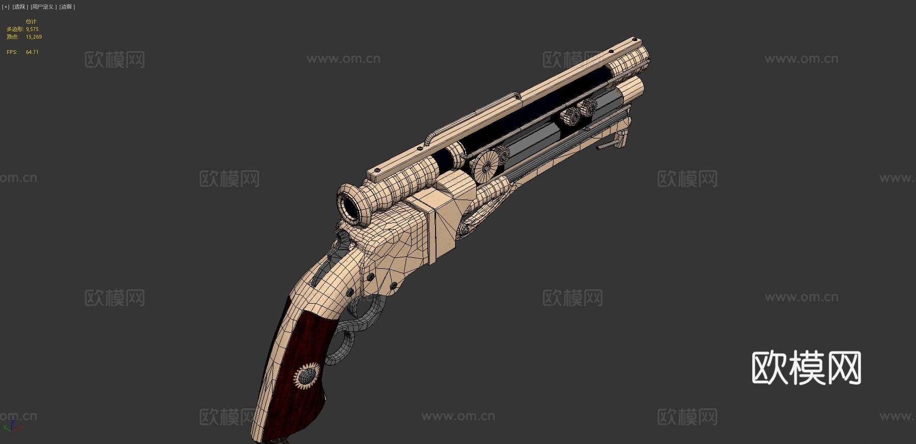蒸汽朋克手枪3d模型