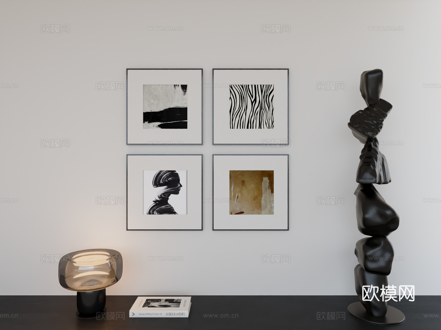 现代简约挂画极简阵列挂画3d模型