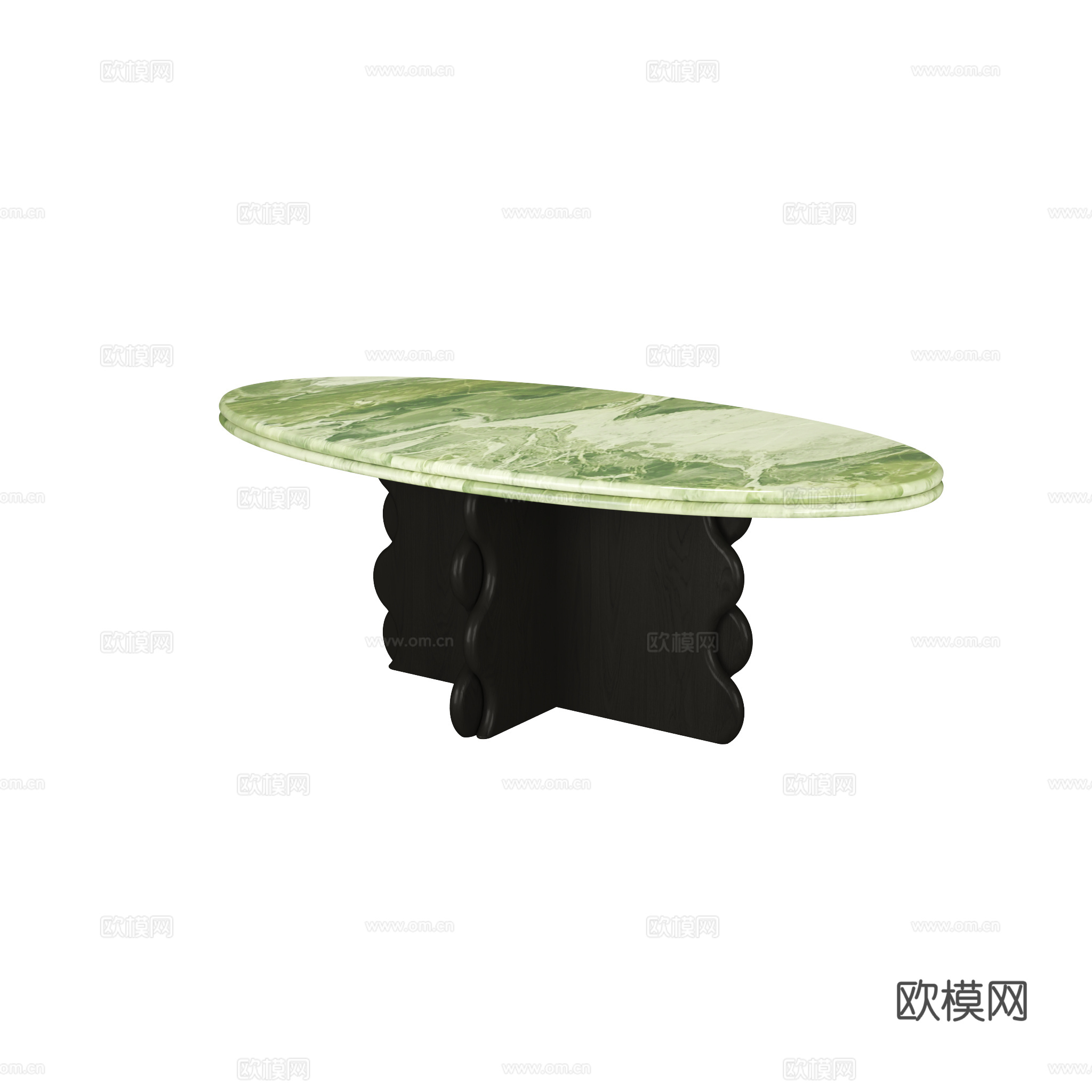 得闲 斑斓椭圆茶几 中古风茶几3d模型