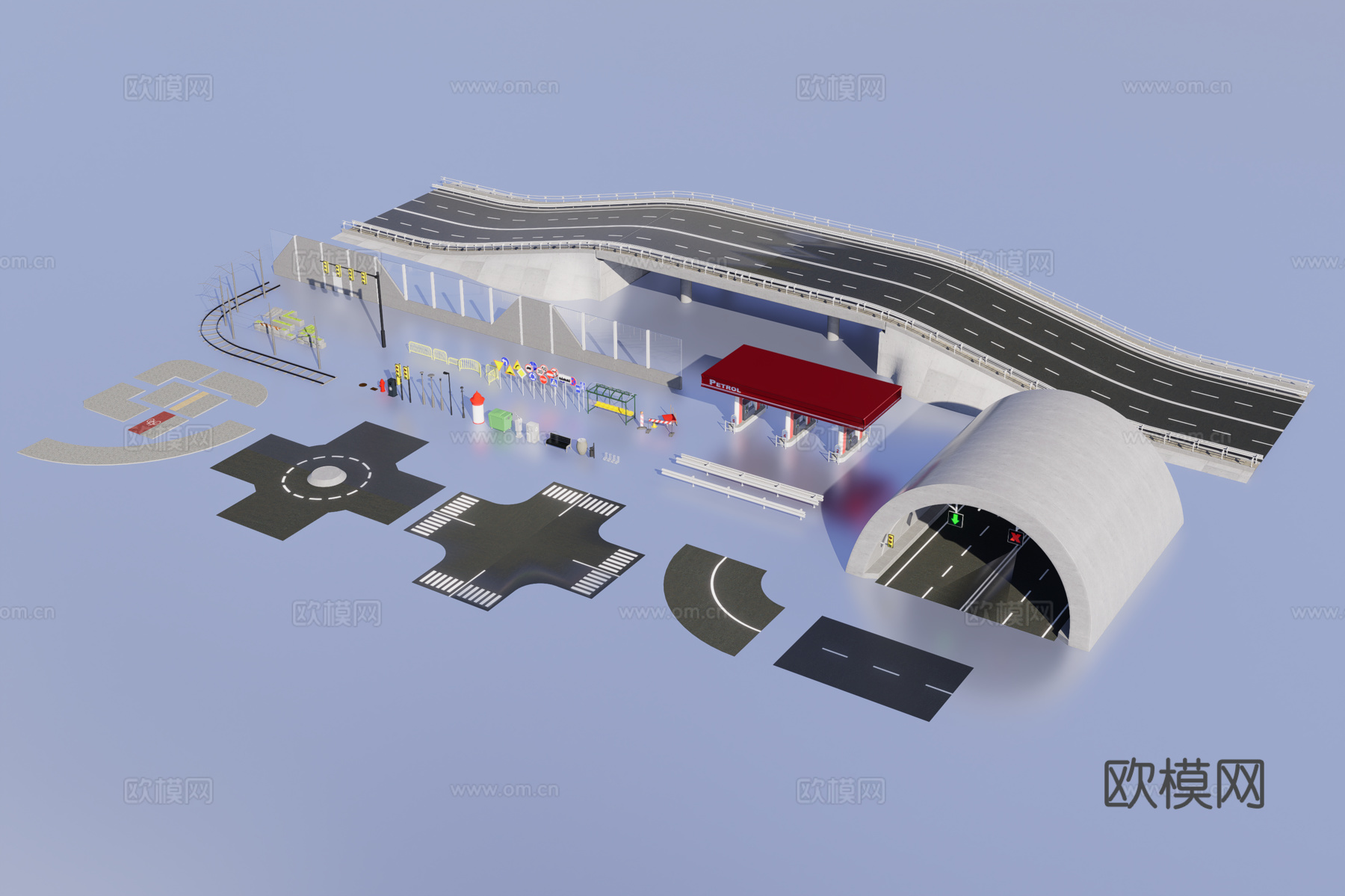 城市道路交通配件3d模型