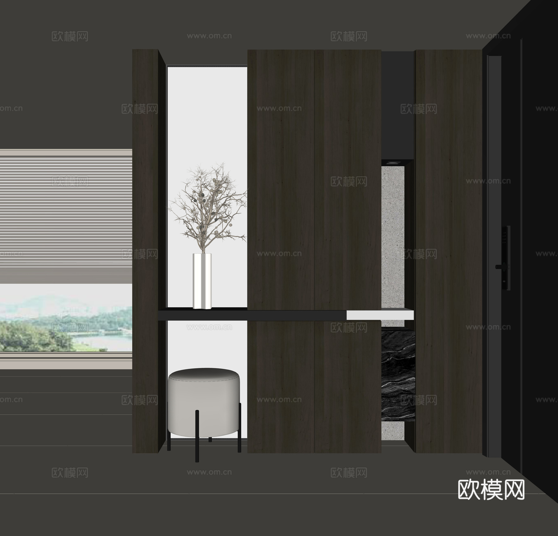 现代入户鞋柜su模型