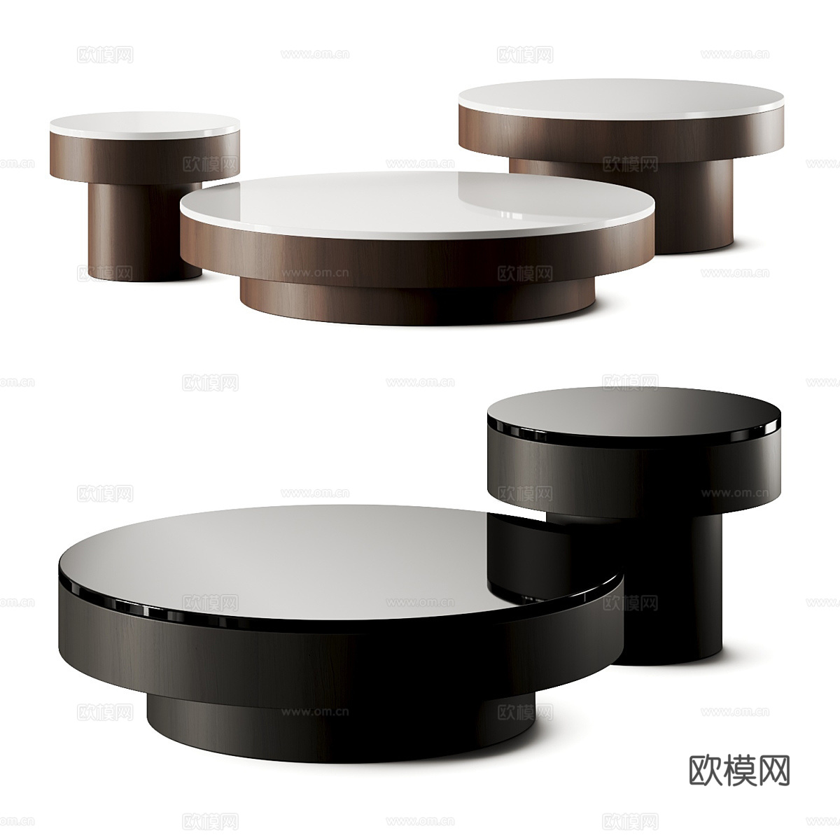 现代意式茶几组合3d模型