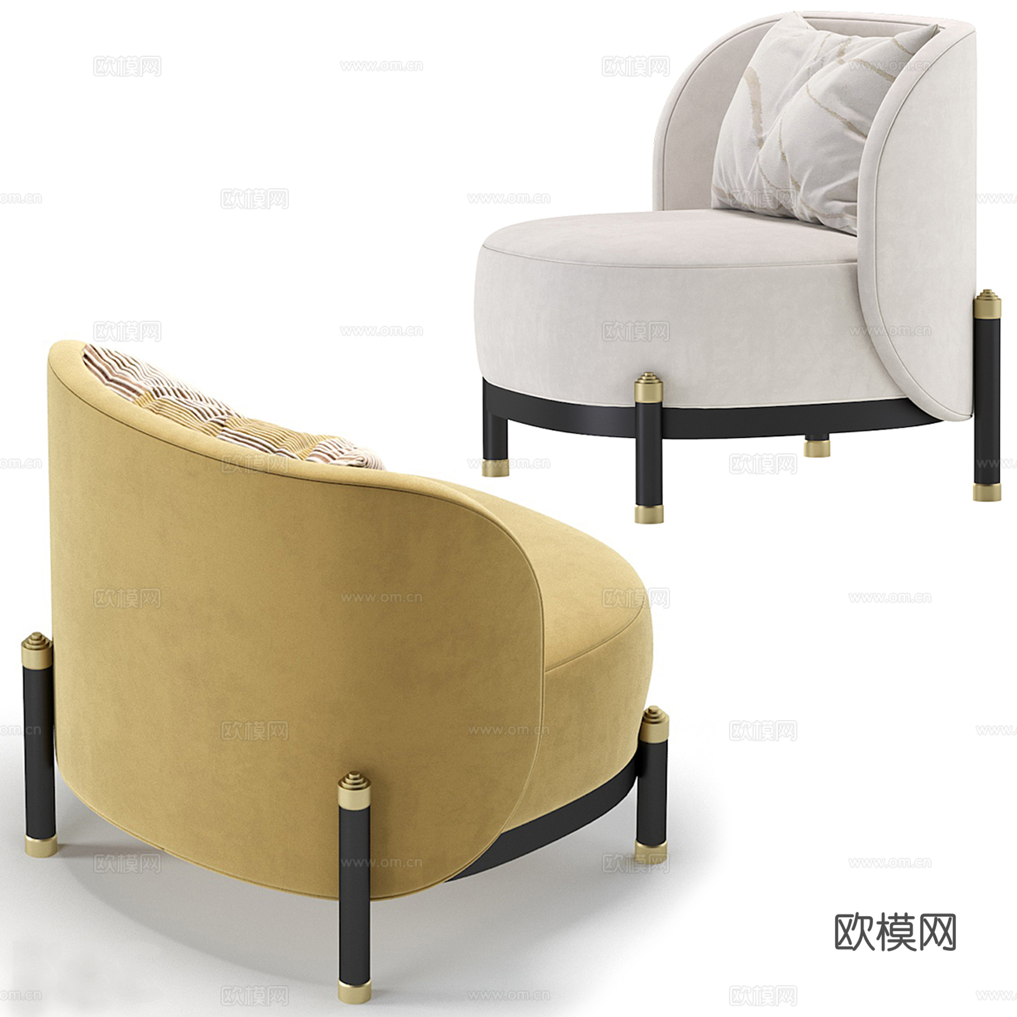 现代轻奢单人沙发集合3d模型