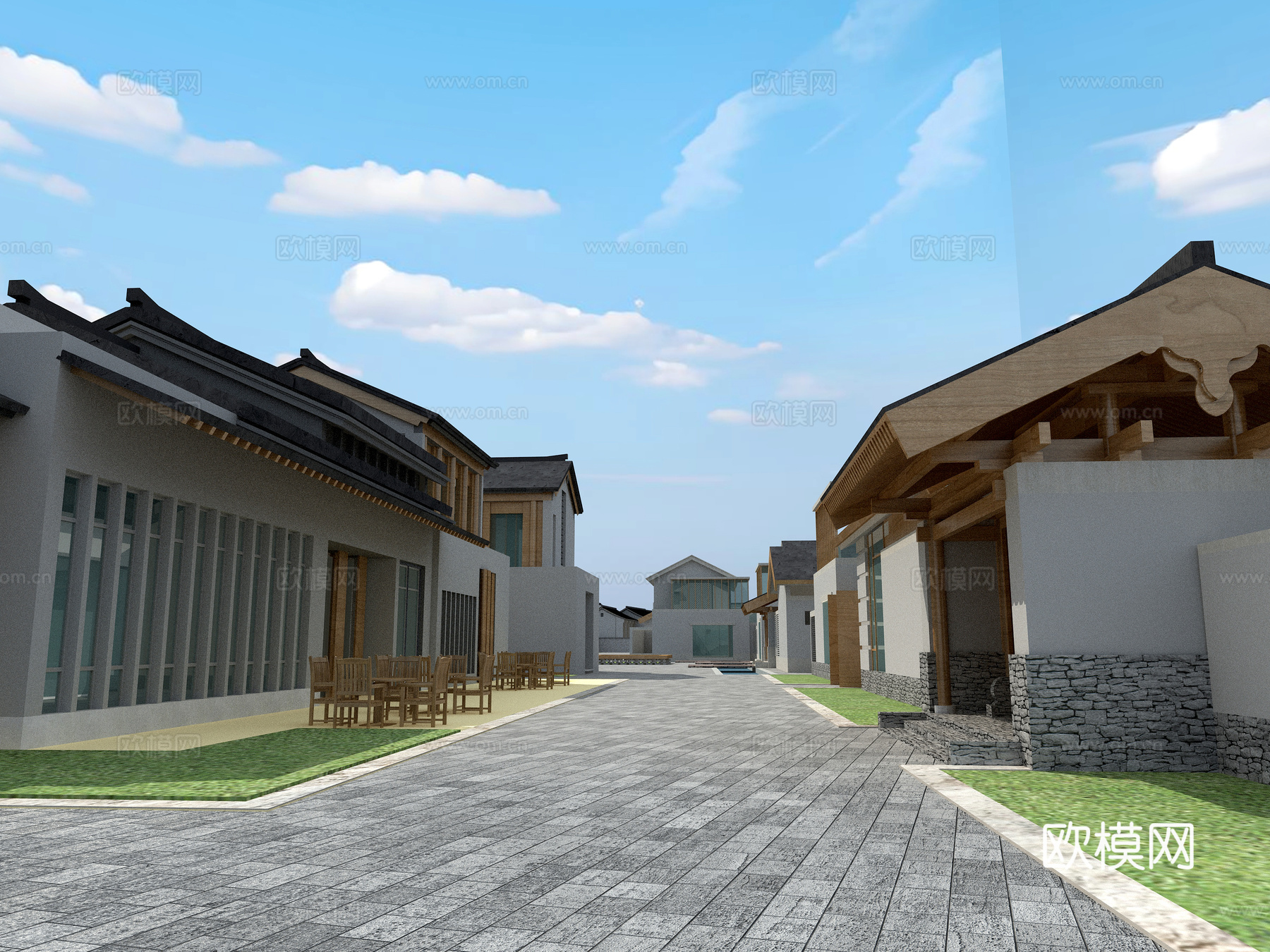 古建 小镇 商业街 中式建筑3d模型
