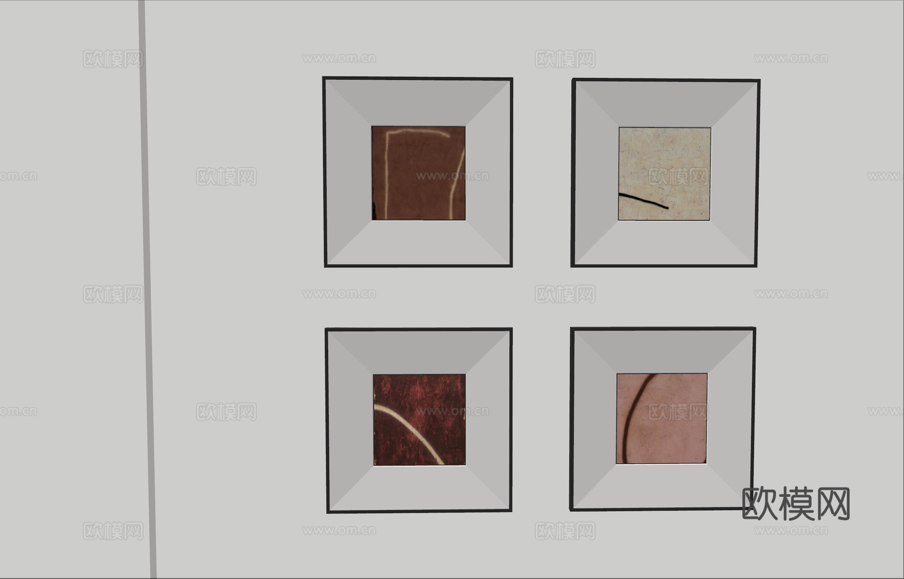 现代极简装饰画 侘寂中古风挂画 奶油风装饰画 意式挂画 黑白su模型