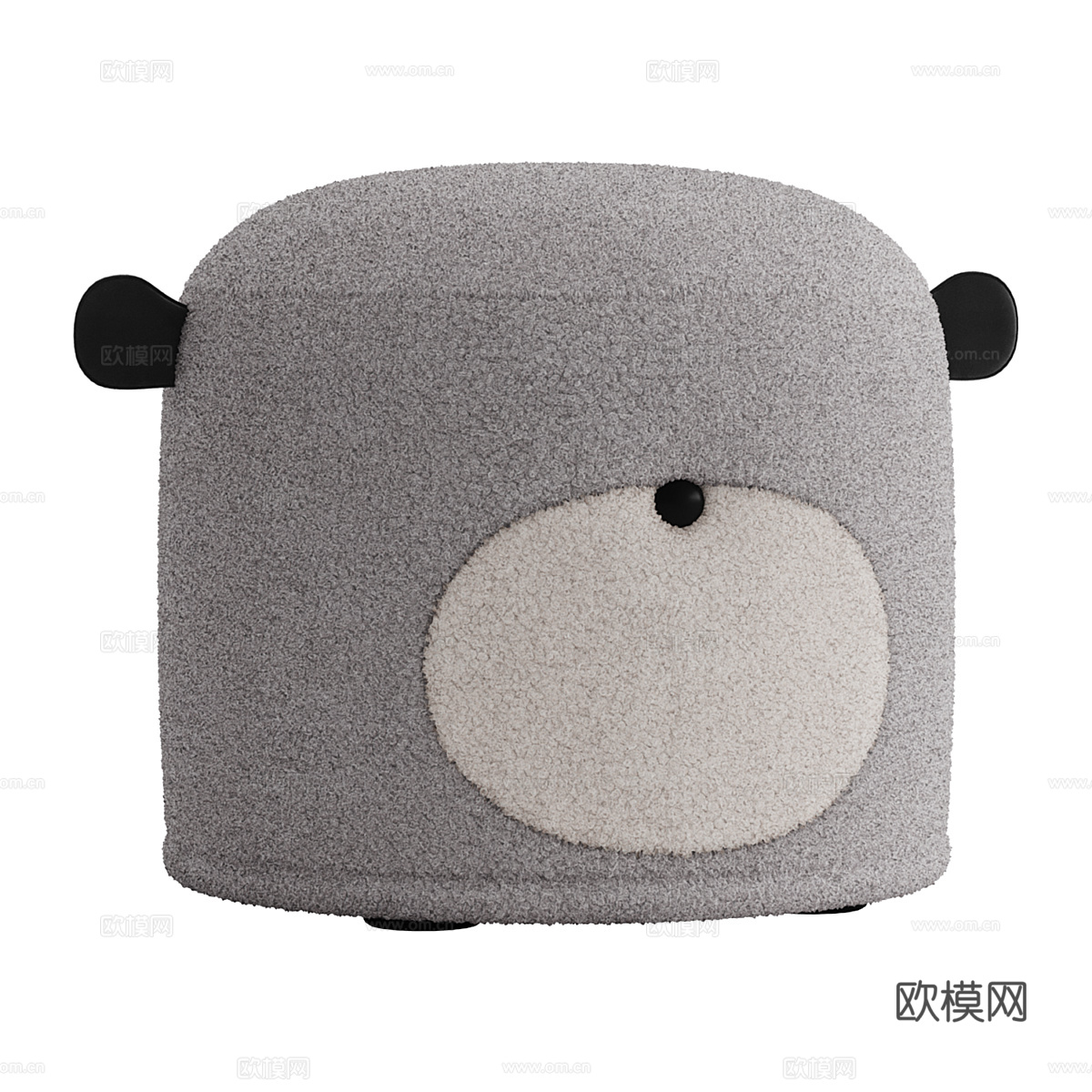 现代奶油风儿童布艺圆凳3d模型