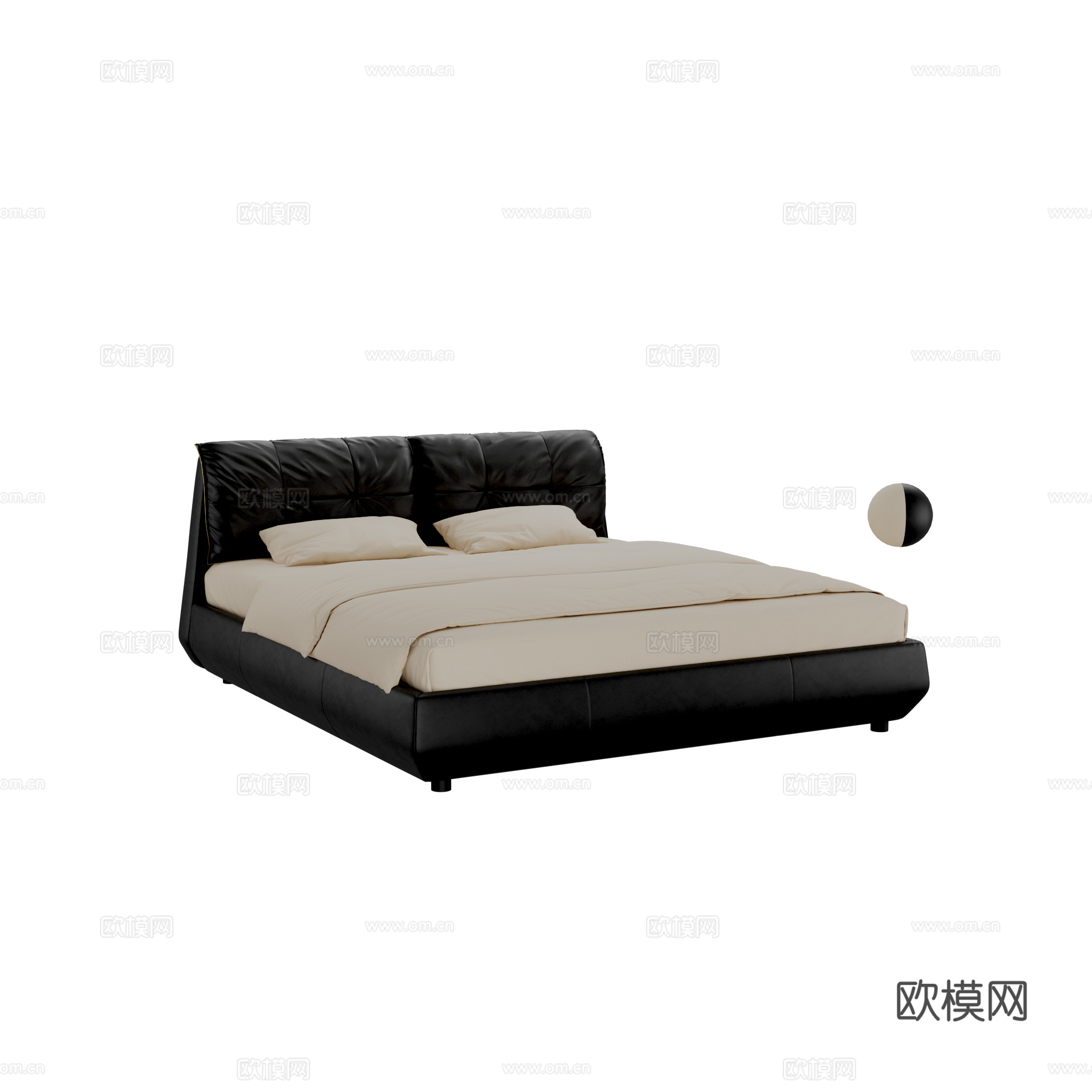 得闲 扁舟床 双人床3d模型