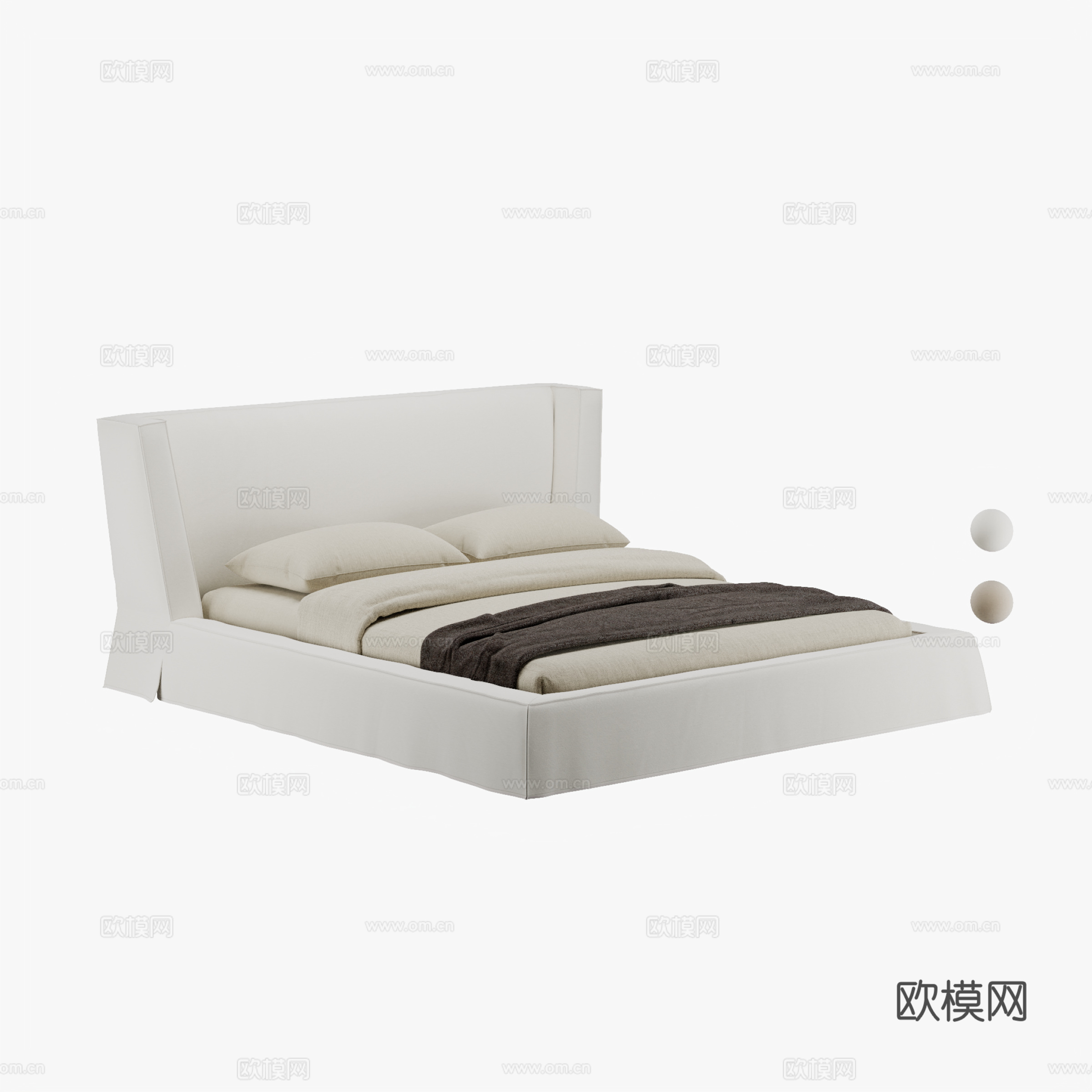 得闲 方尊床 双人床3d模型