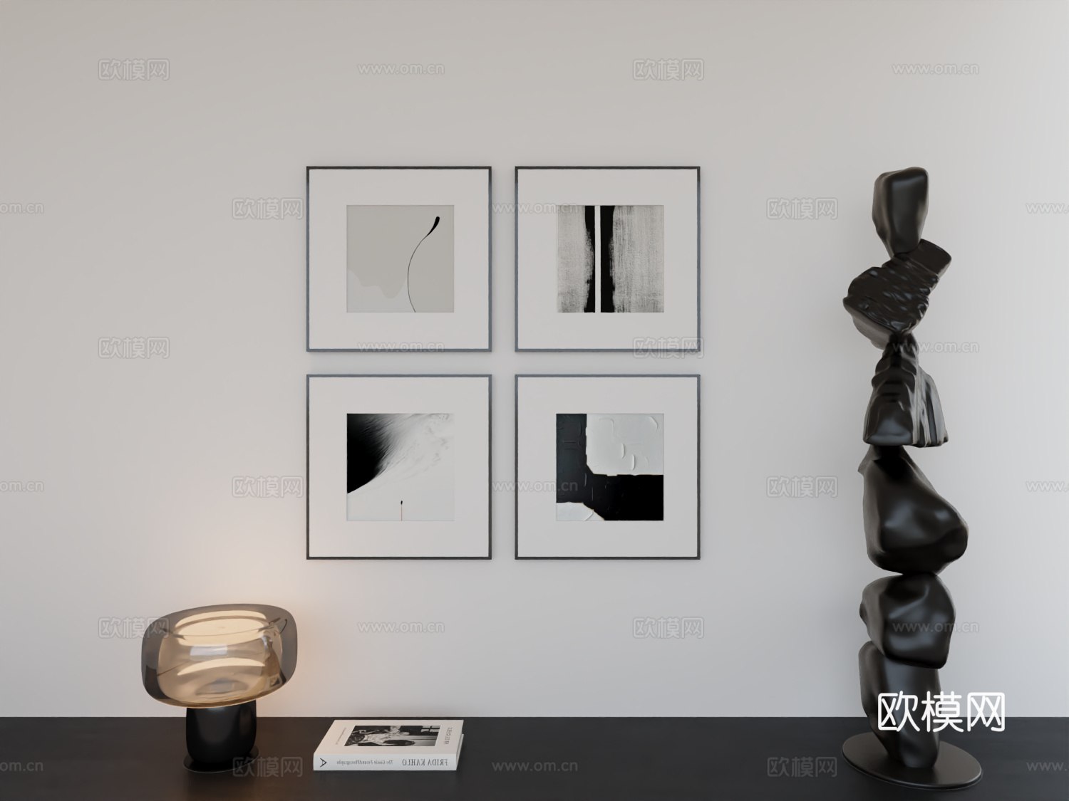 现代简约挂画极简阵列挂画3d模型