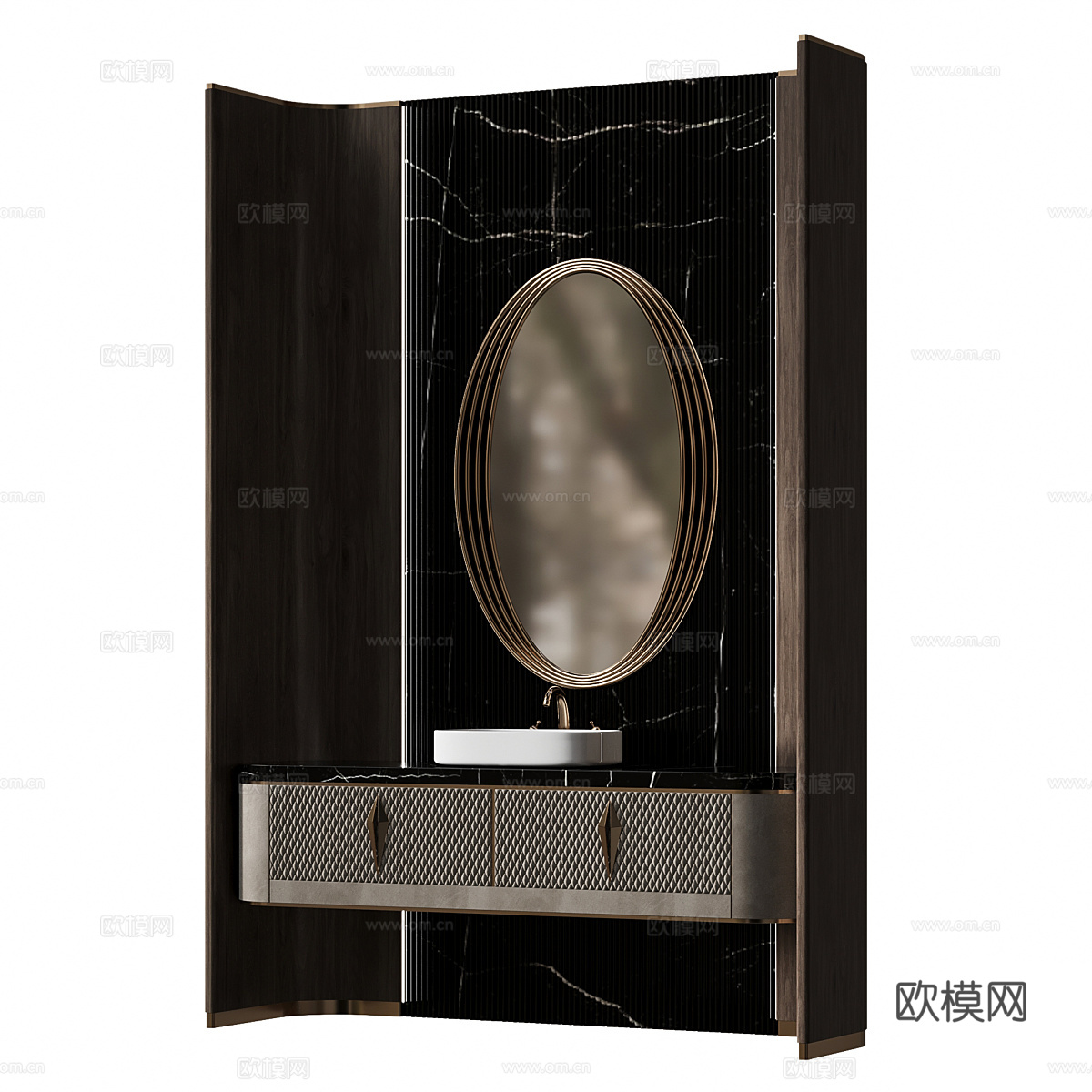 现代意式轻奢浴室柜 台盆柜3d模型