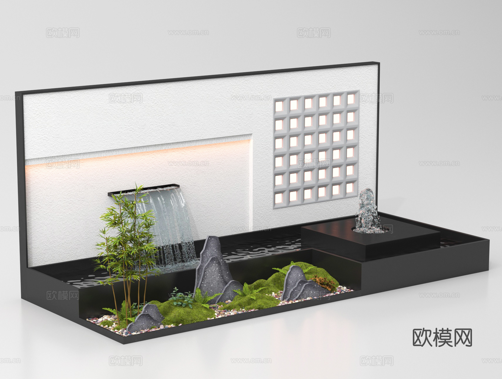 植物造景 庭院景观 景观小品 景观墙3d模型