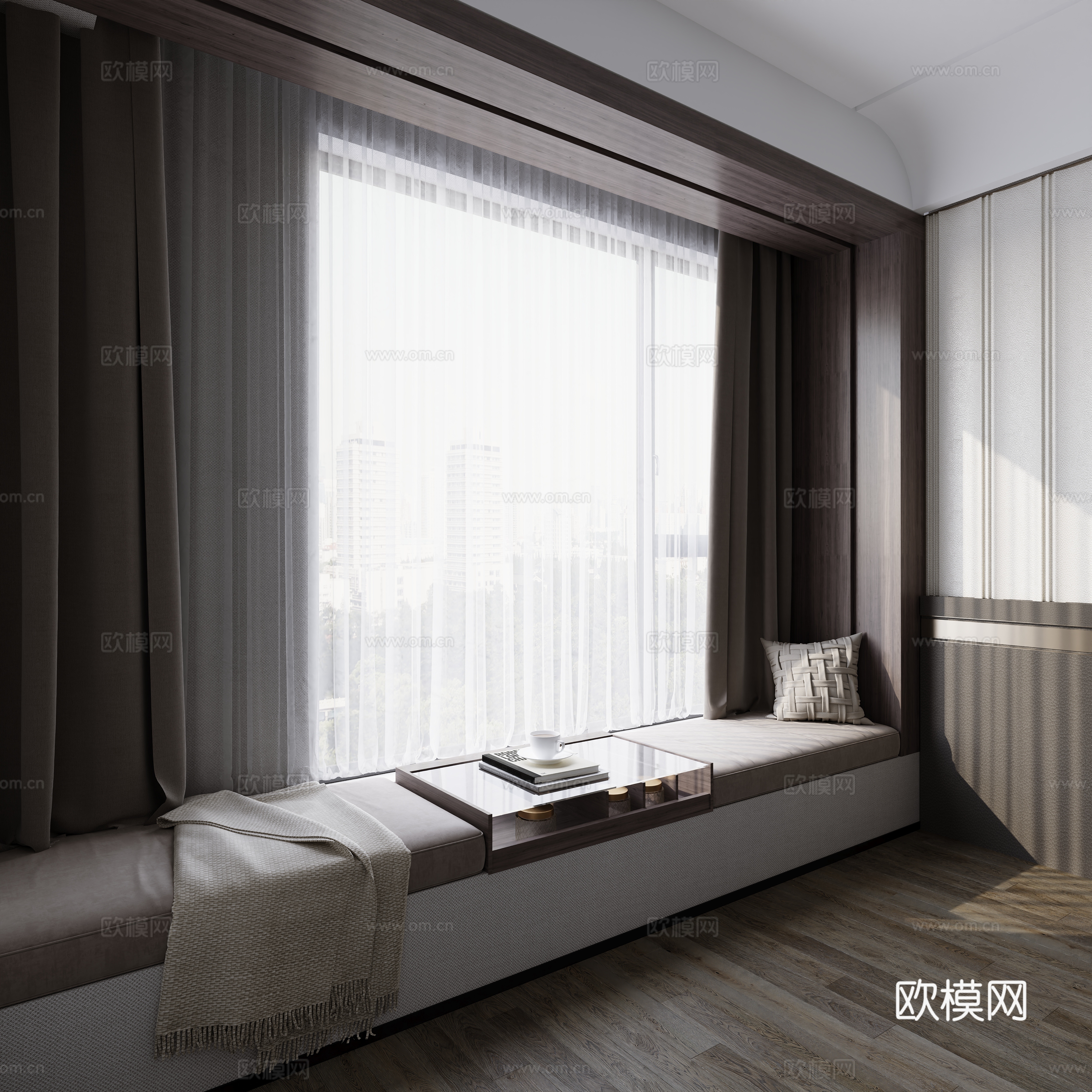 现代卧室飘窗台现代卧室飘窗台su模型