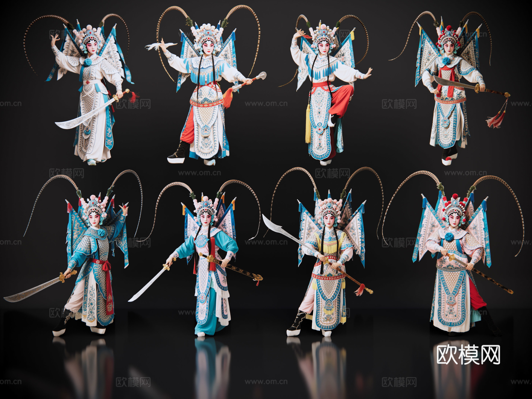 2D京剧人物 生旦净末丑 刀马旦 戏剧角色 地方戏剧 潮剧su模型