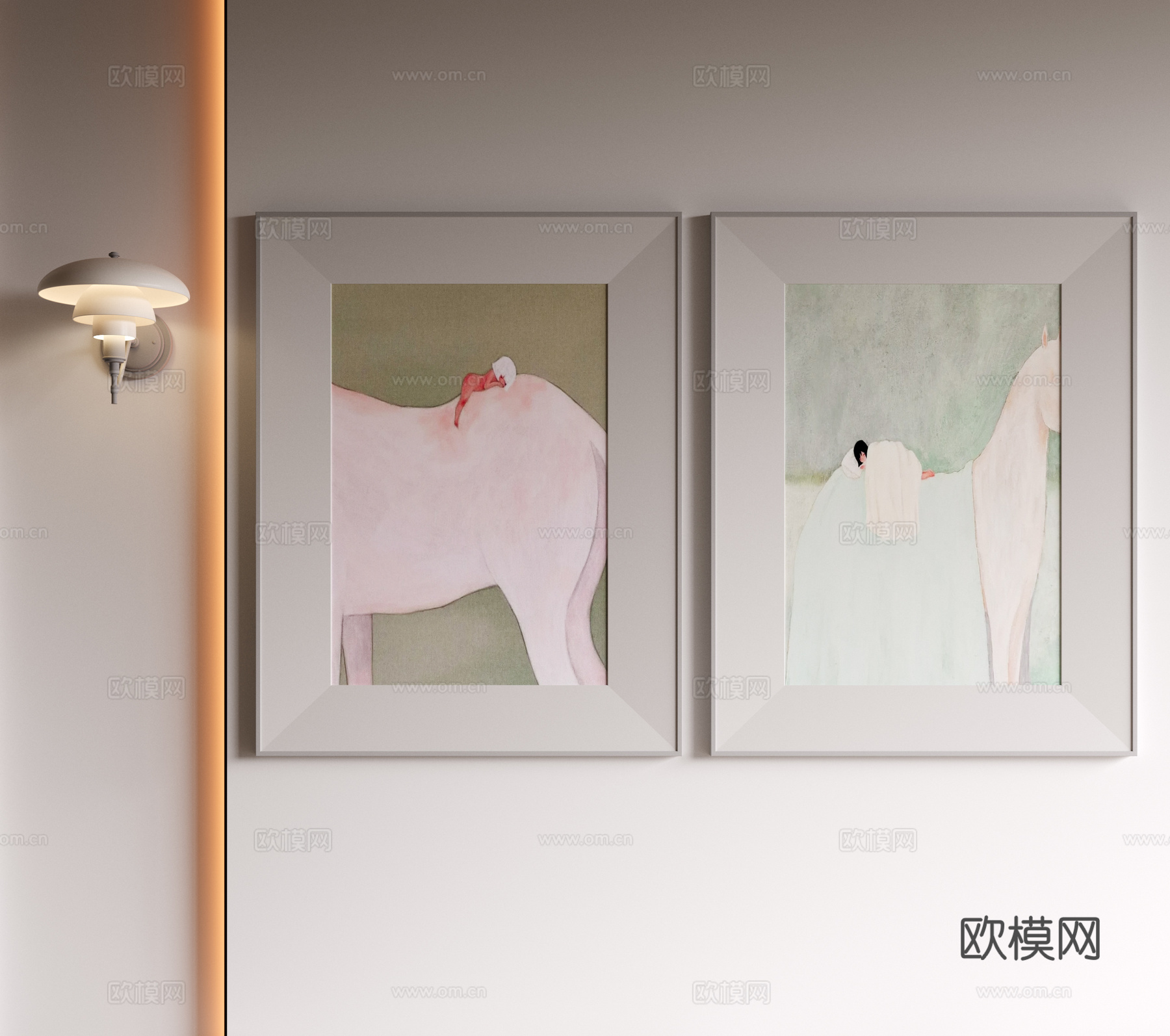 现代极简装饰画 侘寂中古风挂画 奶油风装饰画 意式挂画 黑白3d模型