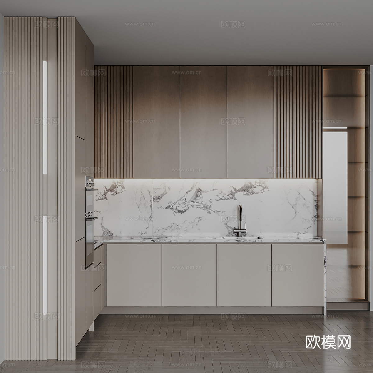 现代意式极简橱柜3d模型