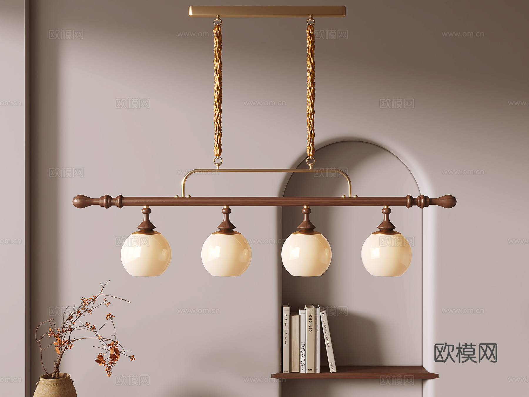 中古风吊灯3d模型下载