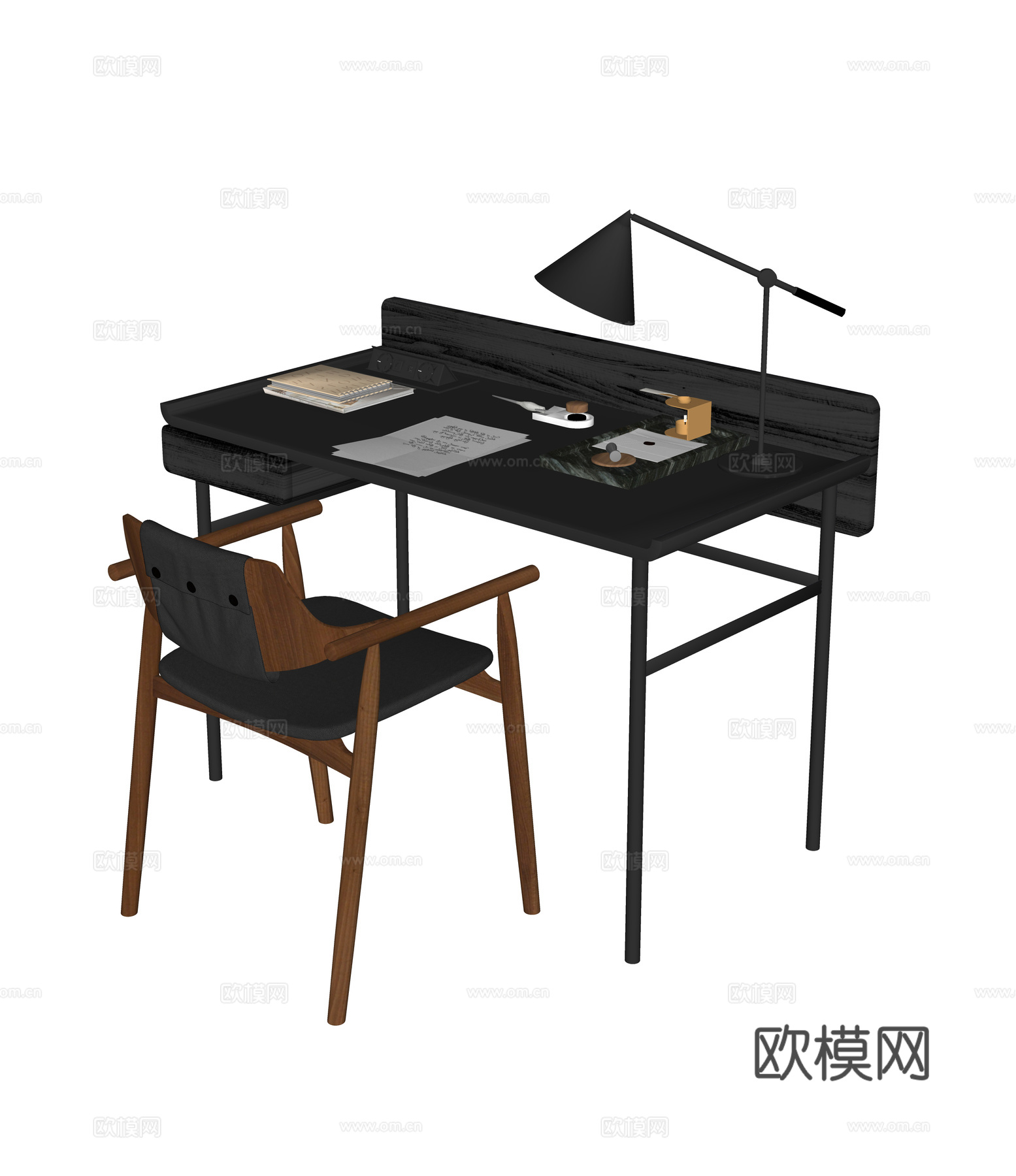 现代书桌椅组合su模型