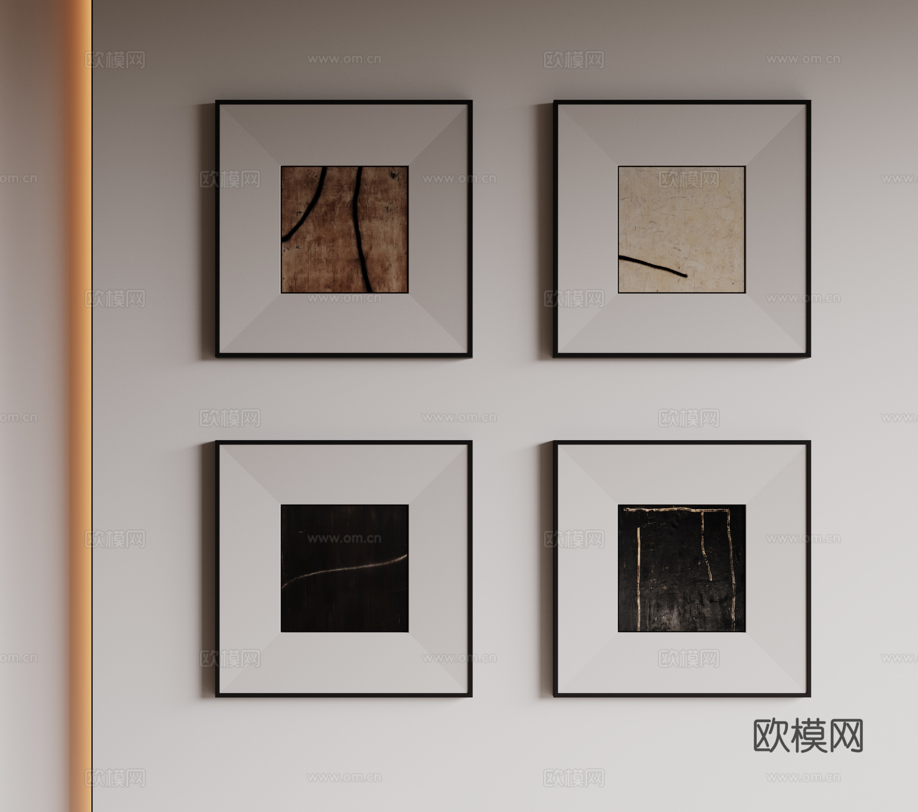 现代极简装饰画 侘寂中古风挂画 奶油风装饰画 意式挂画 黑白su模型