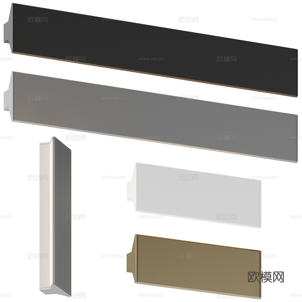 现代意式极简金属长条壁灯3d模型