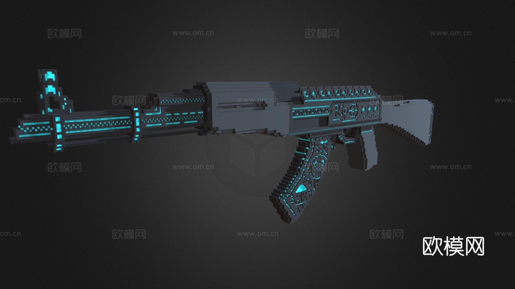 AK47-卡特尔=强化升级=(立方体-64-128)3d模型