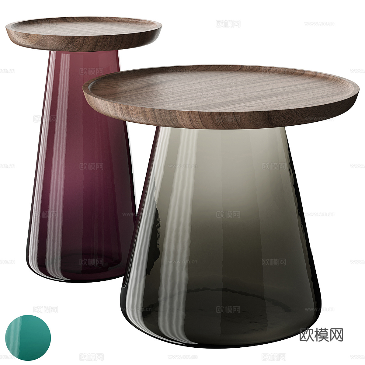 现代意式玻璃茶几3d模型