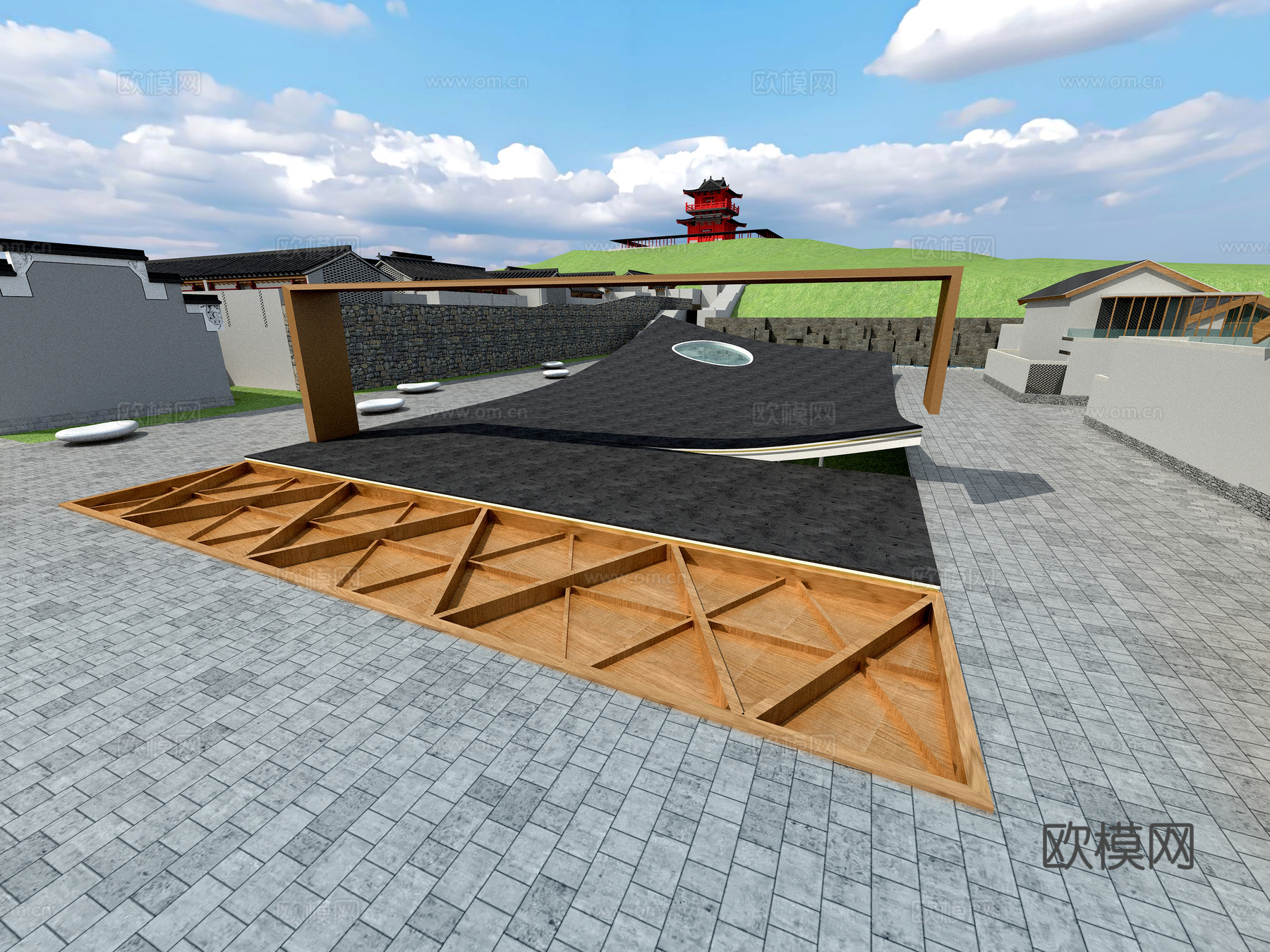 古建 小镇 商业街 中式建筑3d模型