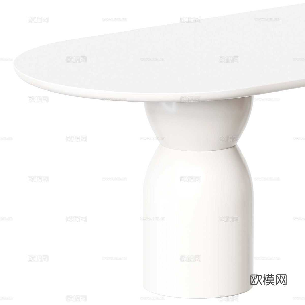 现代奶油风椭圆餐桌3d模型