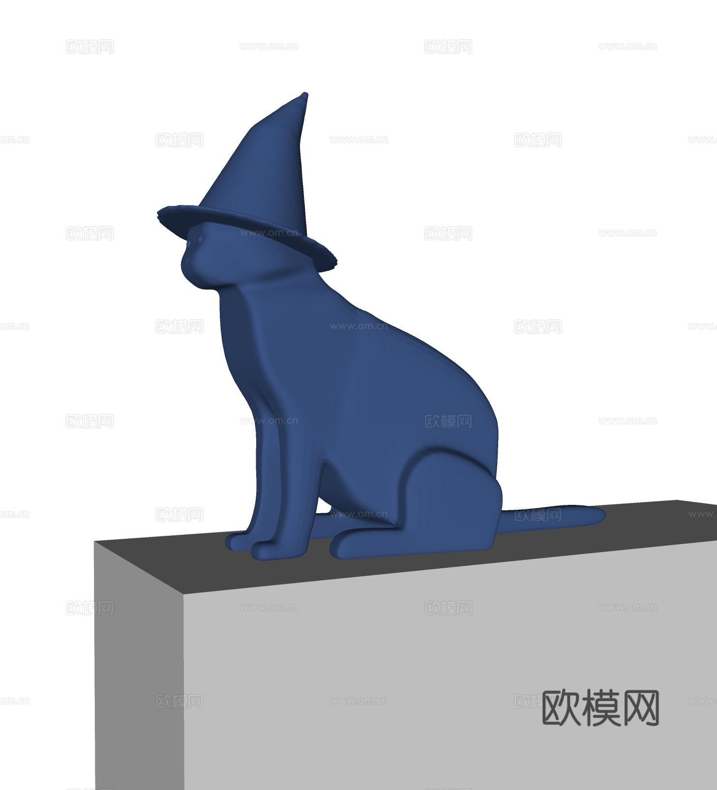 现代猫雕塑 克莱因蓝雕塑摆件 孟菲斯摆设 艺术雕塑装置 装饰su模型