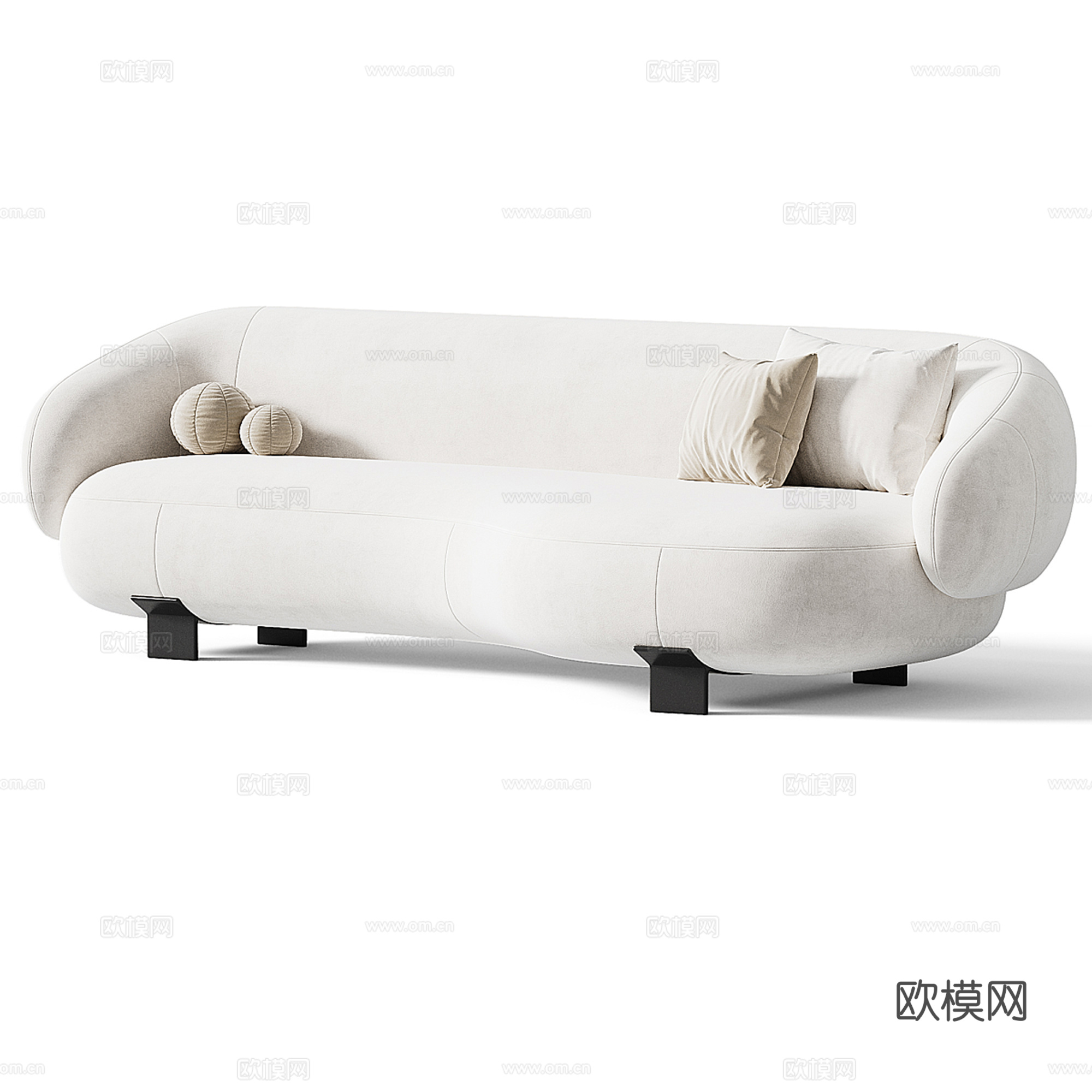 现代弧形多人沙发su模型