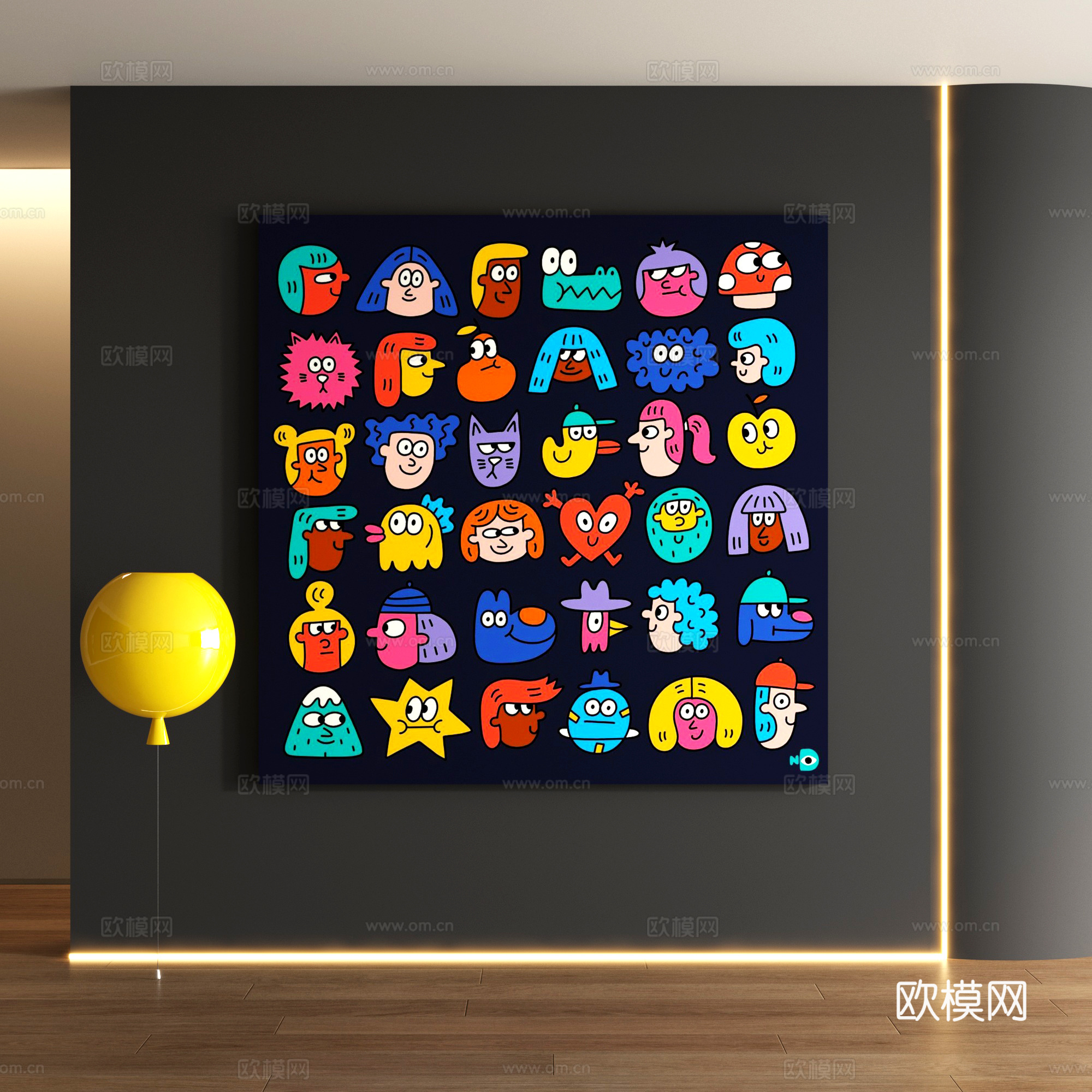 多巴胺装饰画3d模型