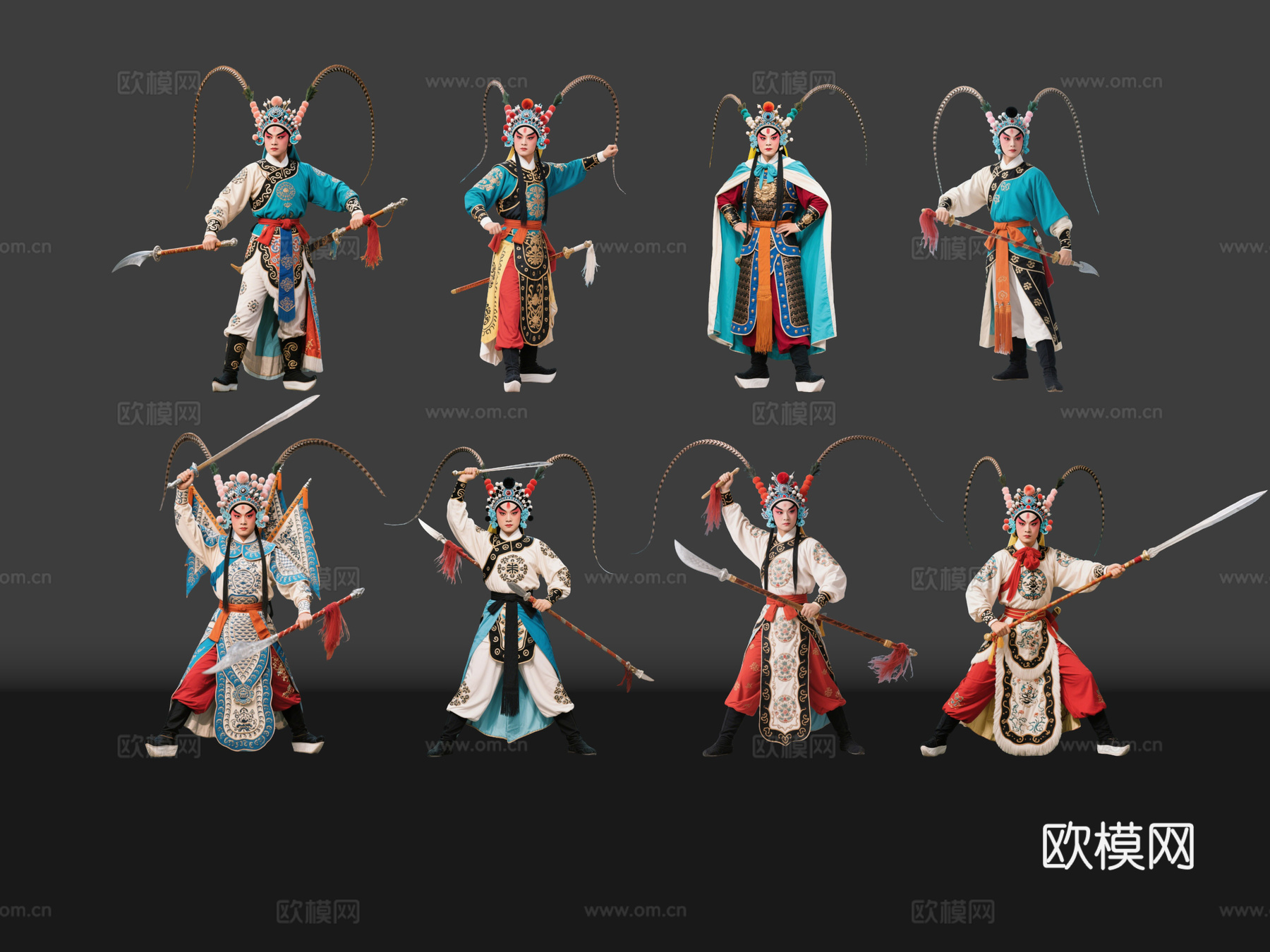 2D京剧人物 生旦净末丑 武生 戏剧角色 地方戏剧 潮剧su模型