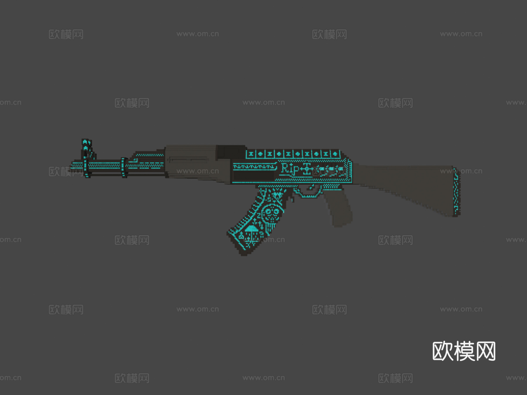 AK47-卡特尔=强化升级=(立方体-64-128)3d模型