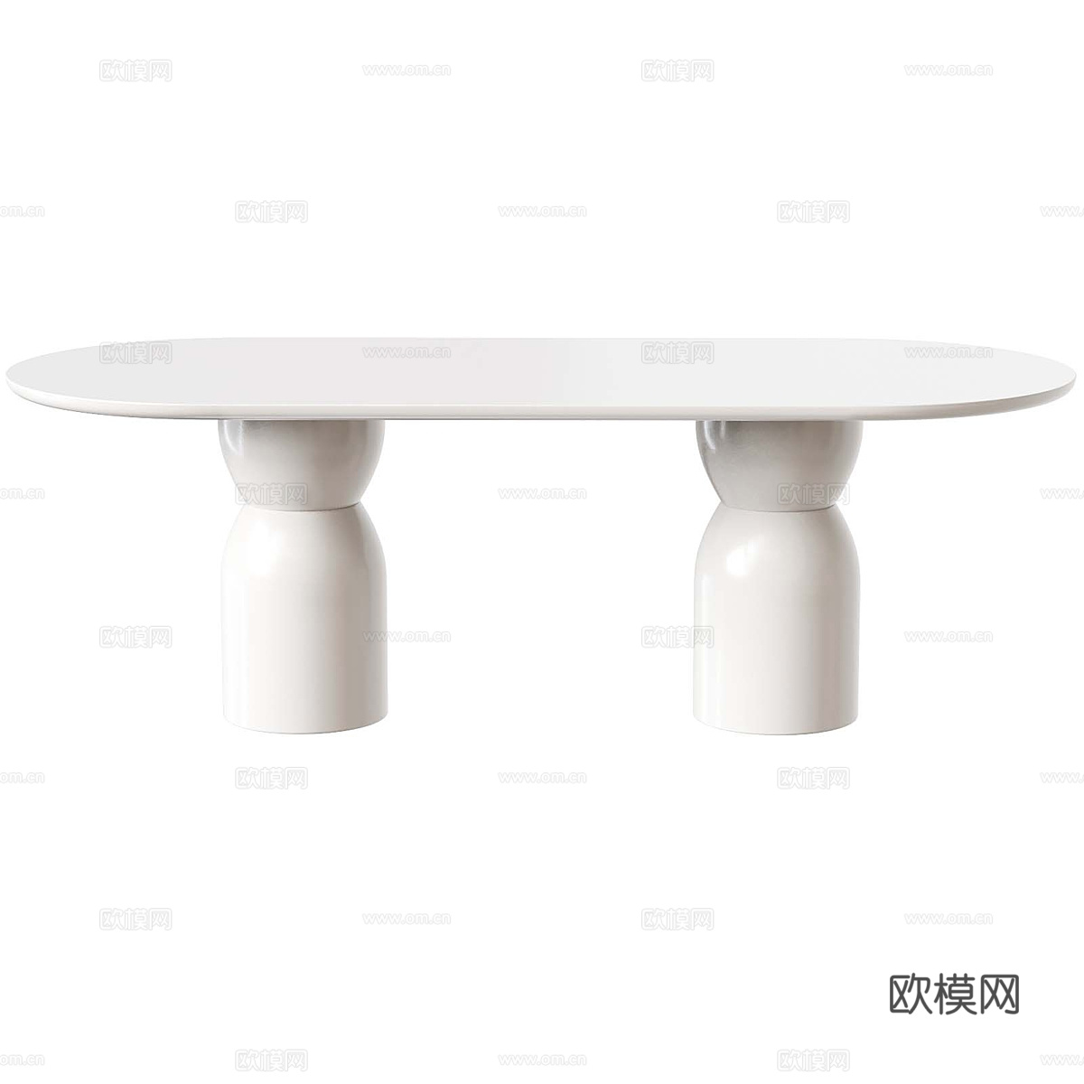 现代奶油风椭圆餐桌3d模型