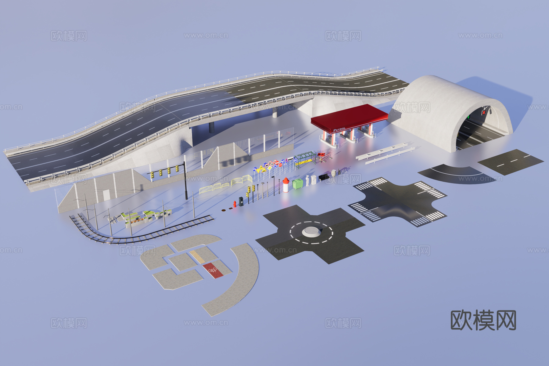 城市道路交通配件3d模型